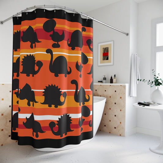 Dinosaur-Themed Shower Curtain - Fun and Colorful Bathroom Decor for Kids