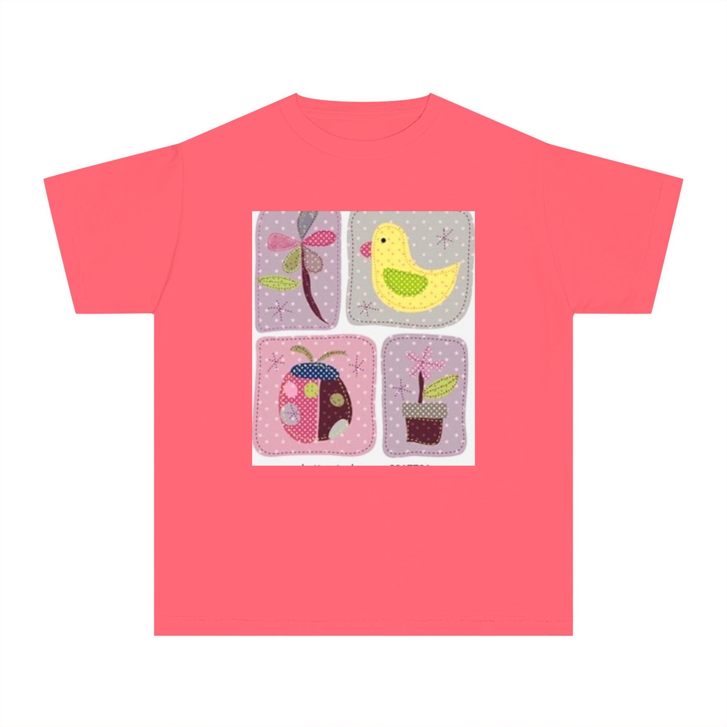 Whimsical Youth Midweight Tee with Cute Bird and Nature Designs