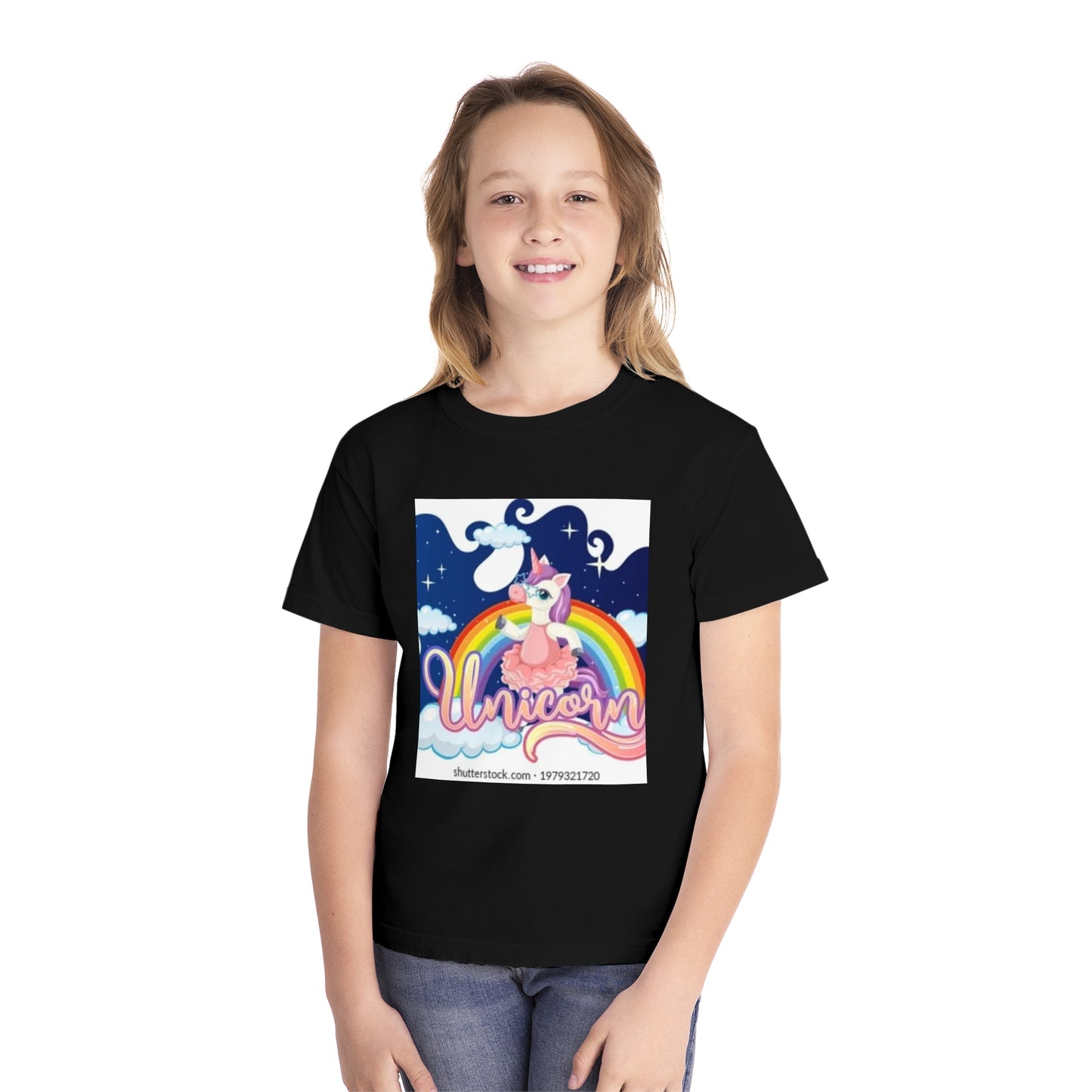 Youth Unicorn Midweight Tee - Colorful Rainbow Graphic T-Shirt