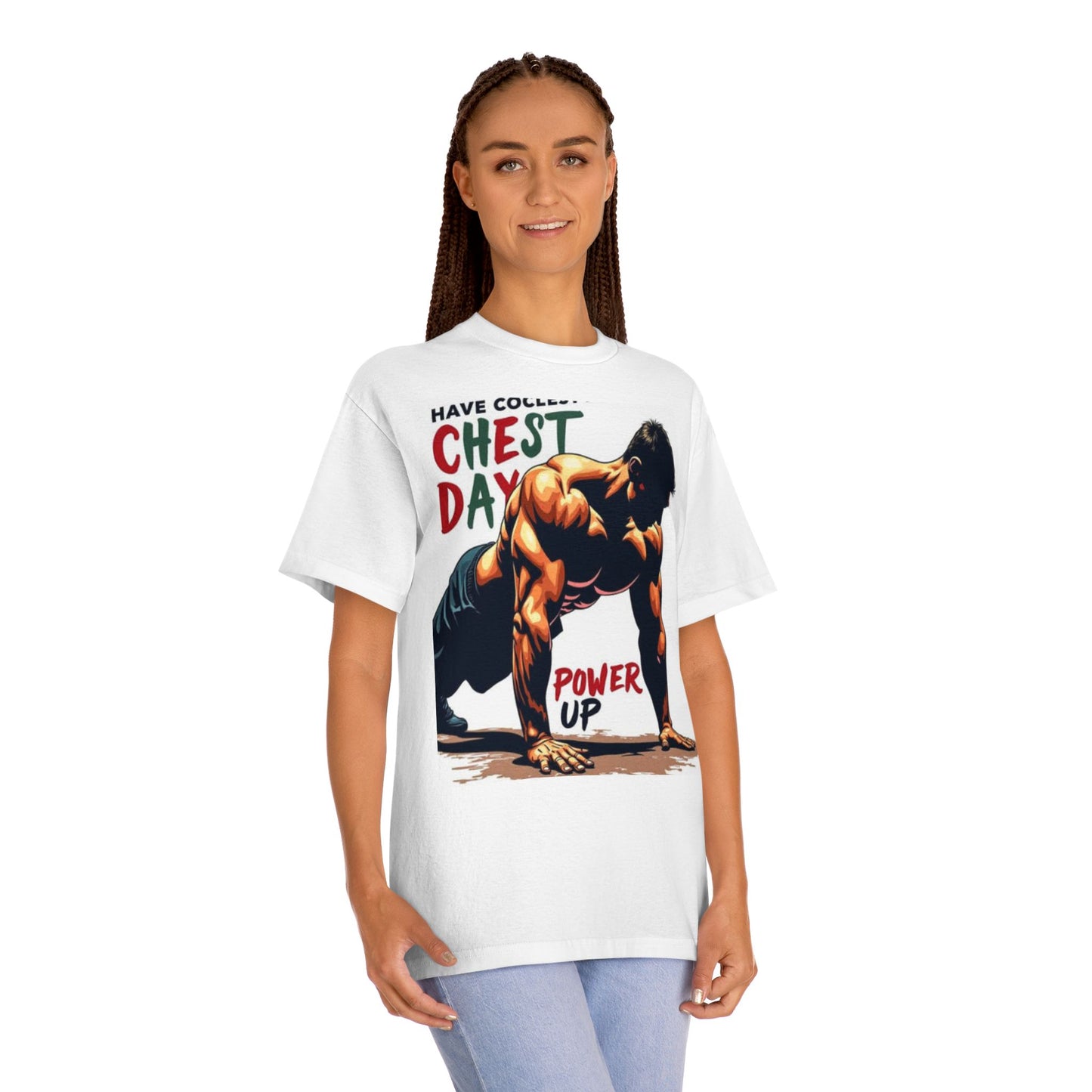 Motivational Chest Day Unisex Classic Tee - Power Up Workout Shirt
