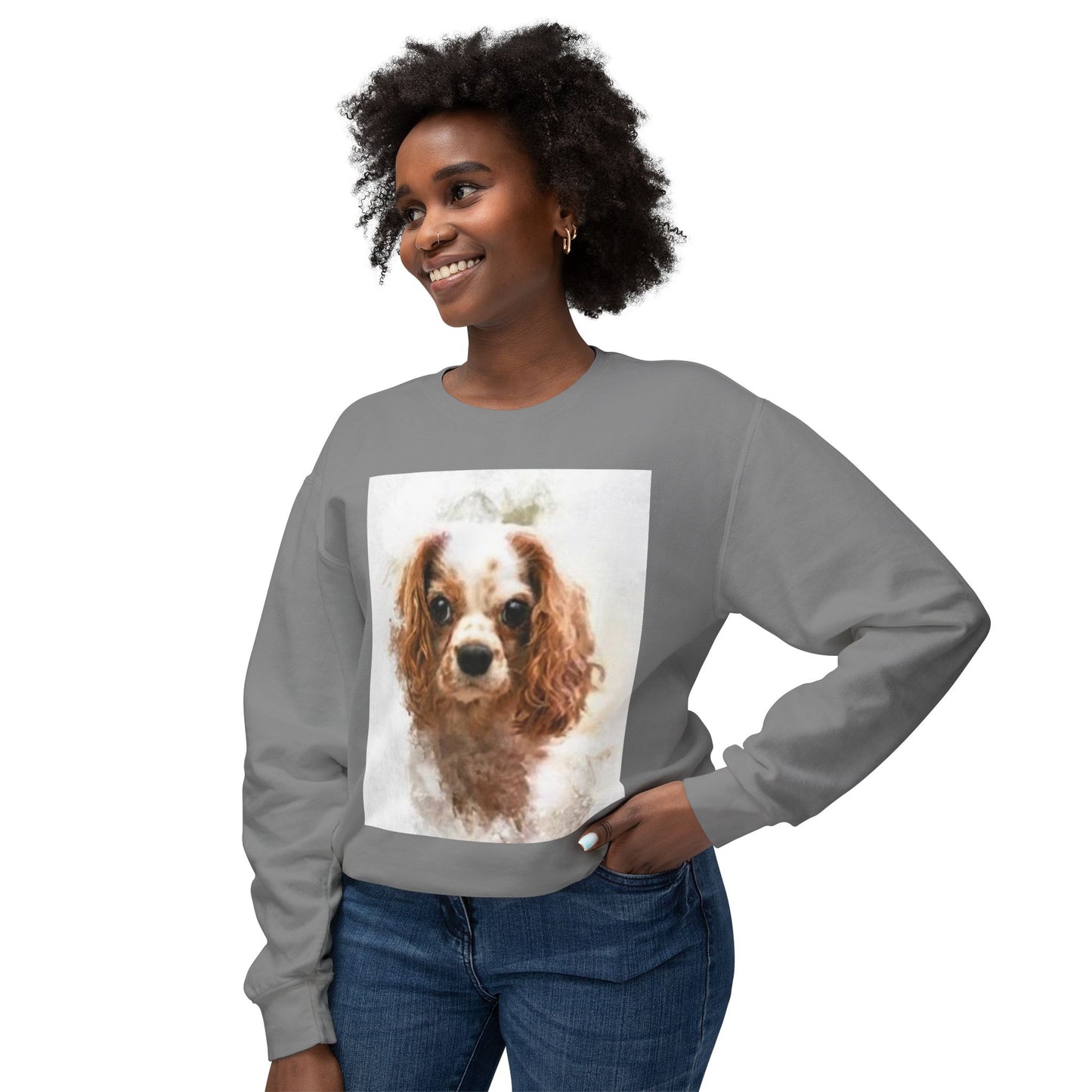 Cute Cavalier King Charles Spaniel Sweatshirt - Unisex Lightweight Crewneck
