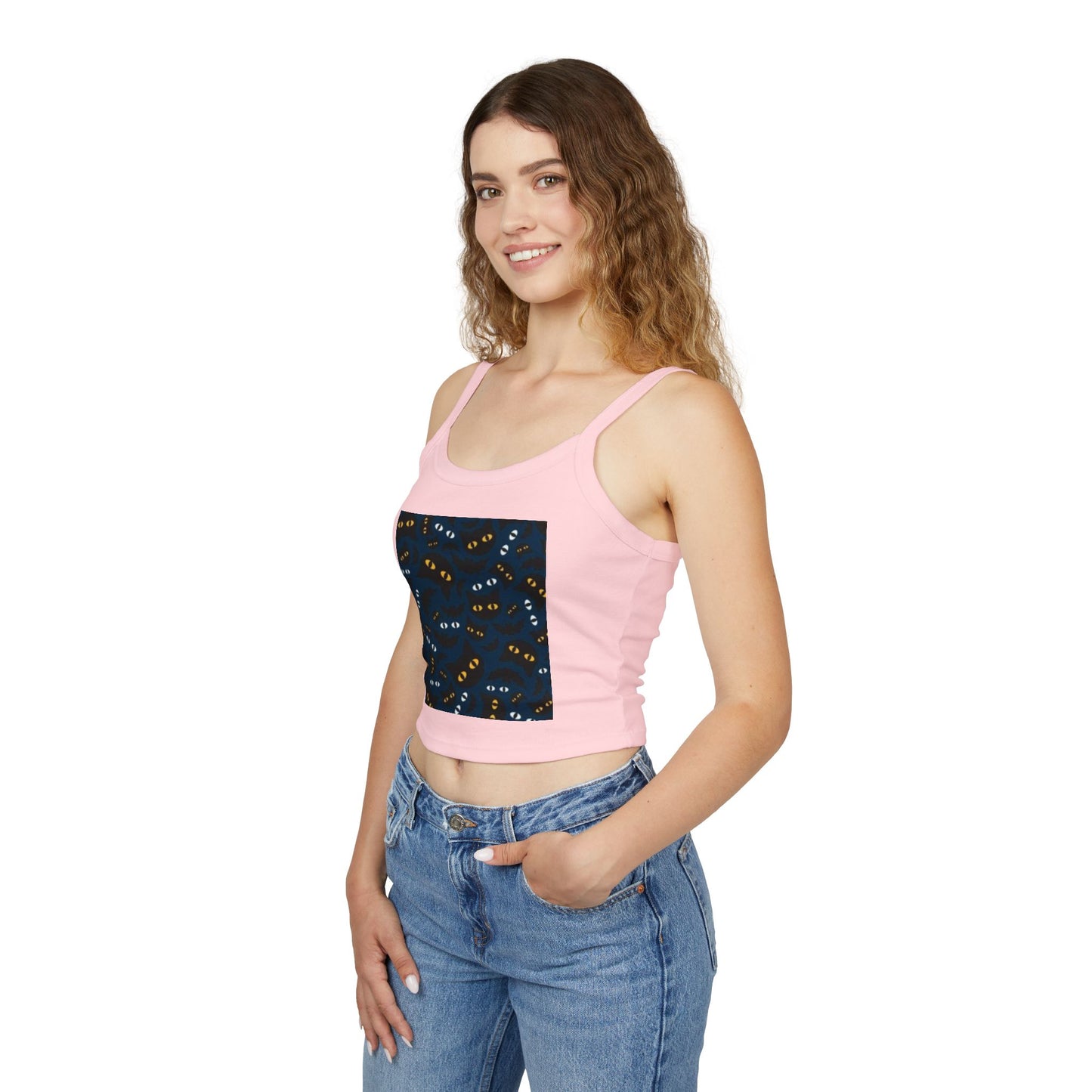 Playful Cat Eyes Spaghetti Strap Tank Top for Cat Lovers