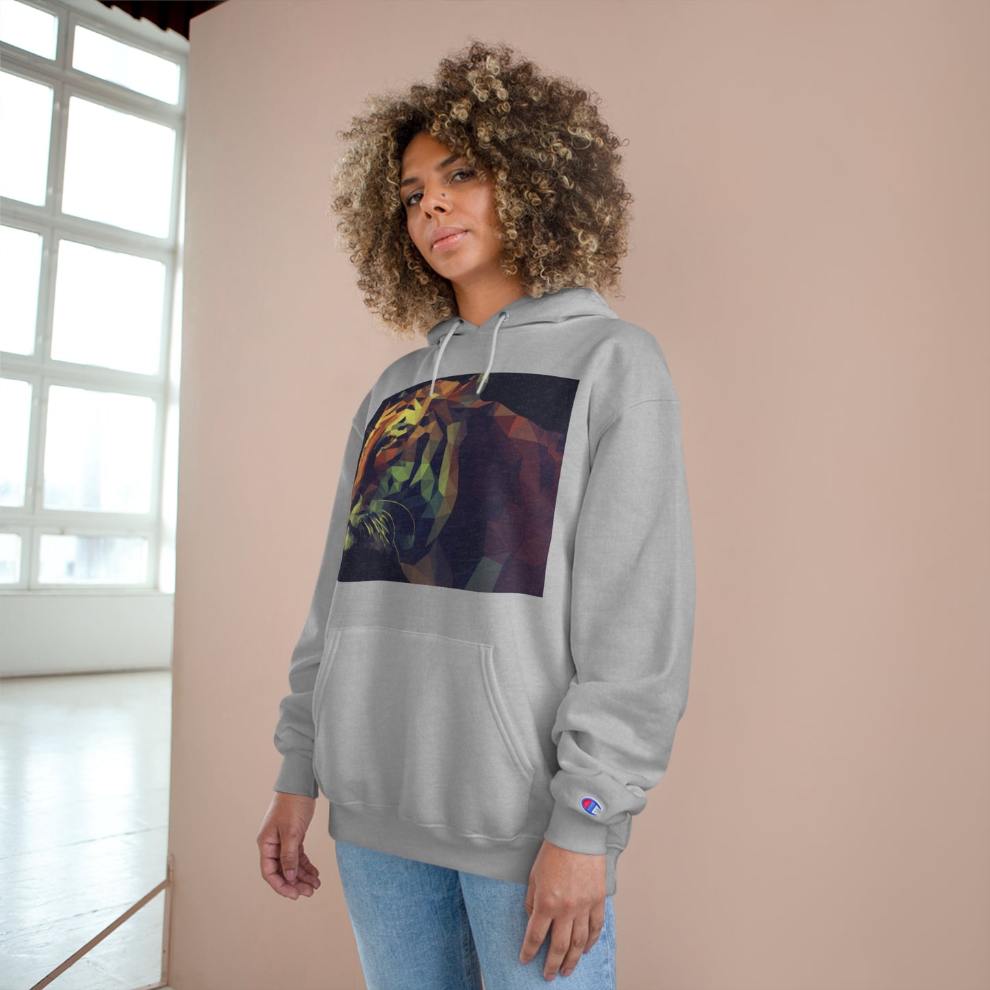 Champion Hoodie with Abstract Tiger Design - Perfect for Animal Lovers