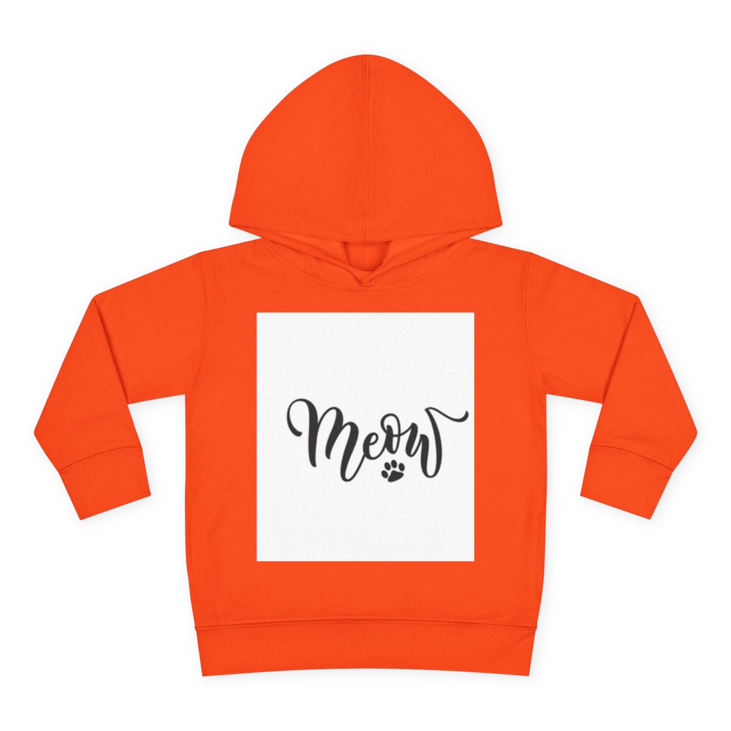 Cute Toddler Pullover Fleece Hoodie - 'Meow' Cat Design