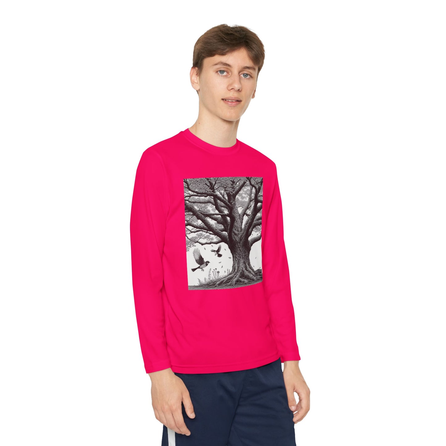 Youth Long Sleeve Tree Graphic Tee - Nature Inspired Design