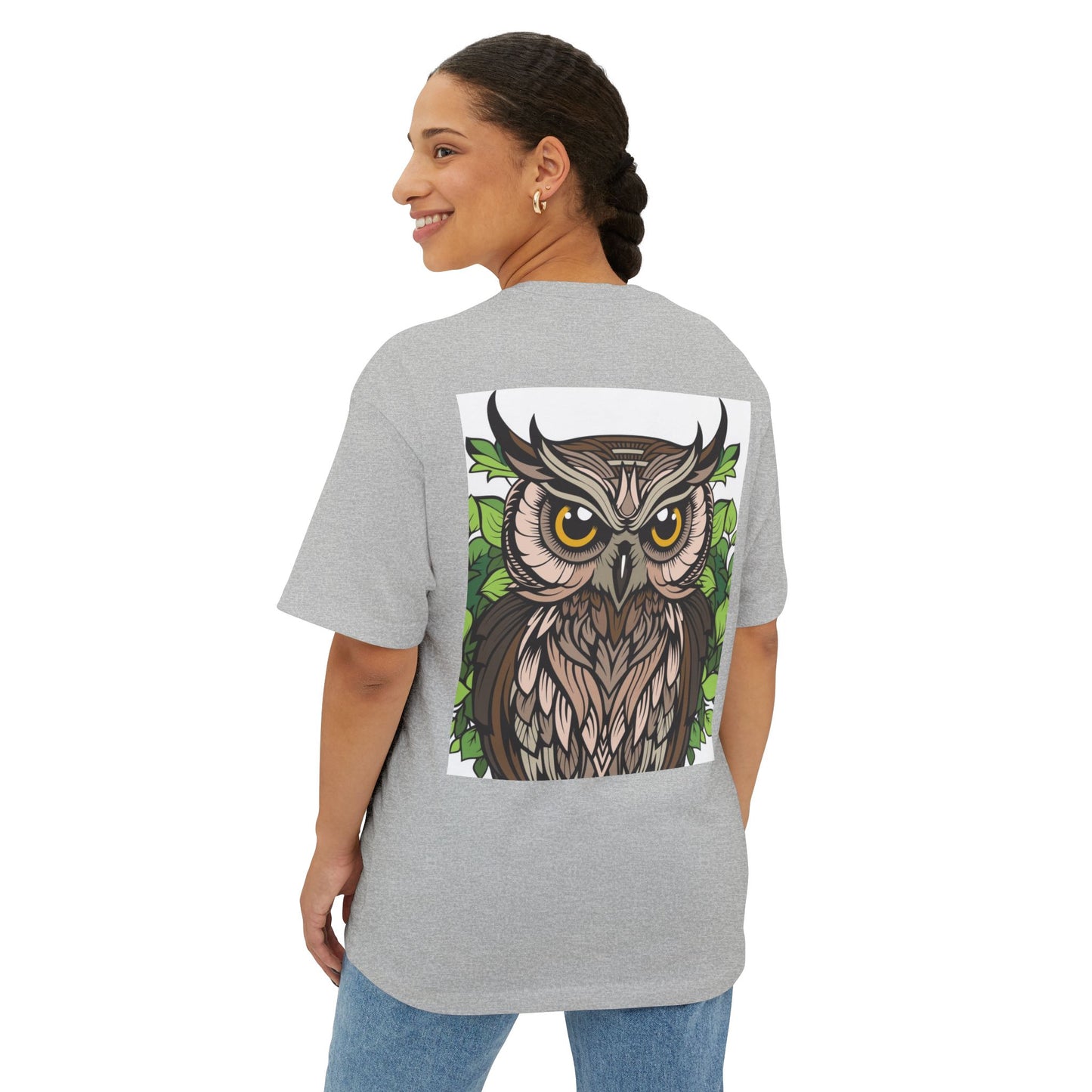 Wildlife Graphic Oversized T-Shirt - Snake & Owl Design