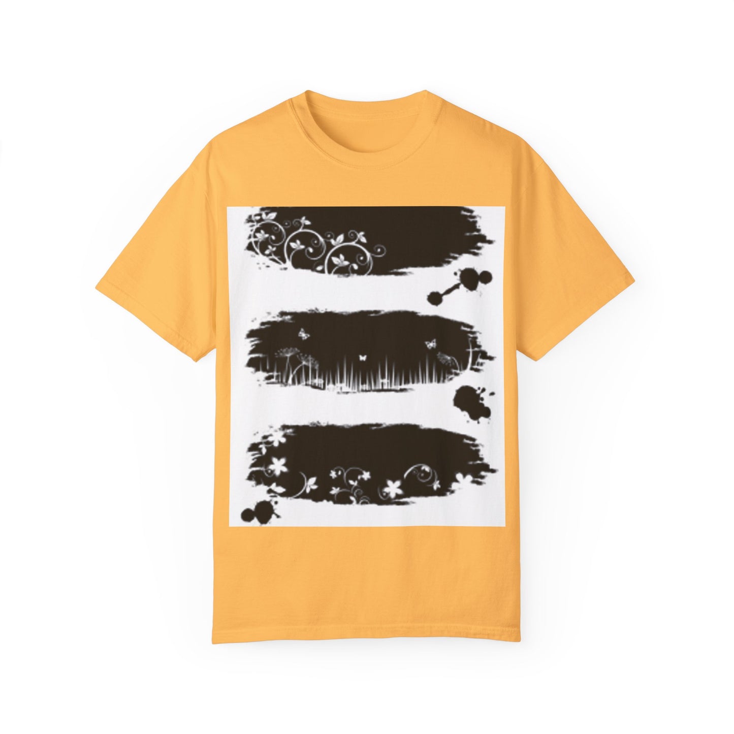 Artistic Unisex Garment-Dyed T-Shirt with Floral Design
