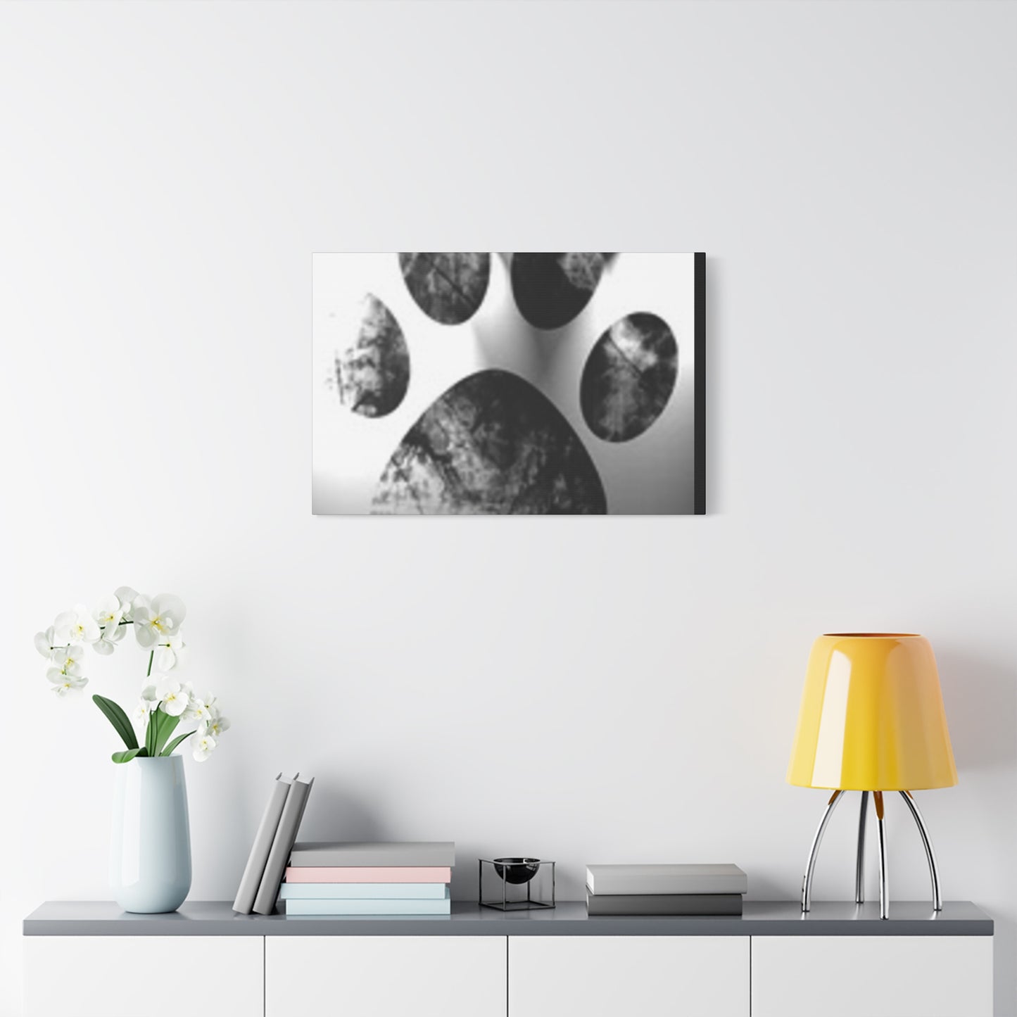 Black Paw Print Canvas Art - Modern Animal Decor for Pet Lovers