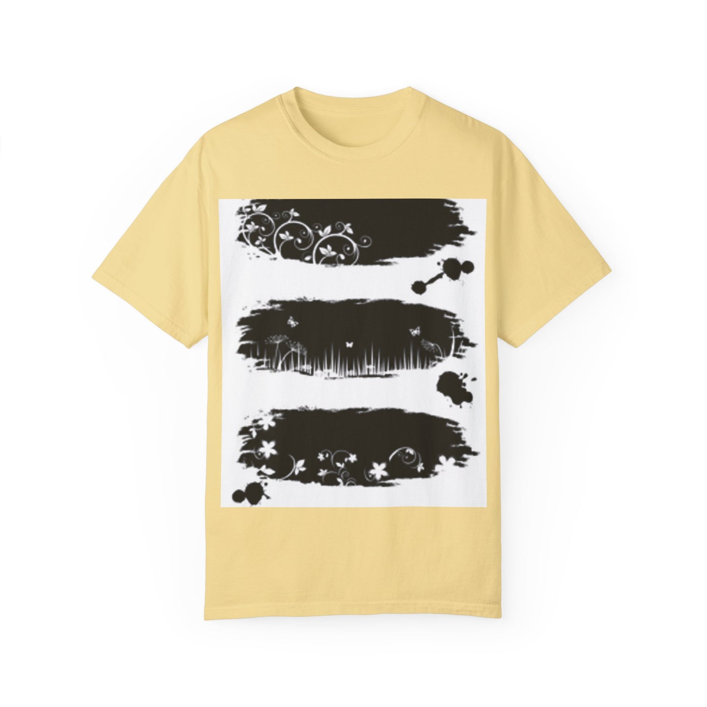 Artistic Unisex Garment-Dyed T-Shirt with Floral Design