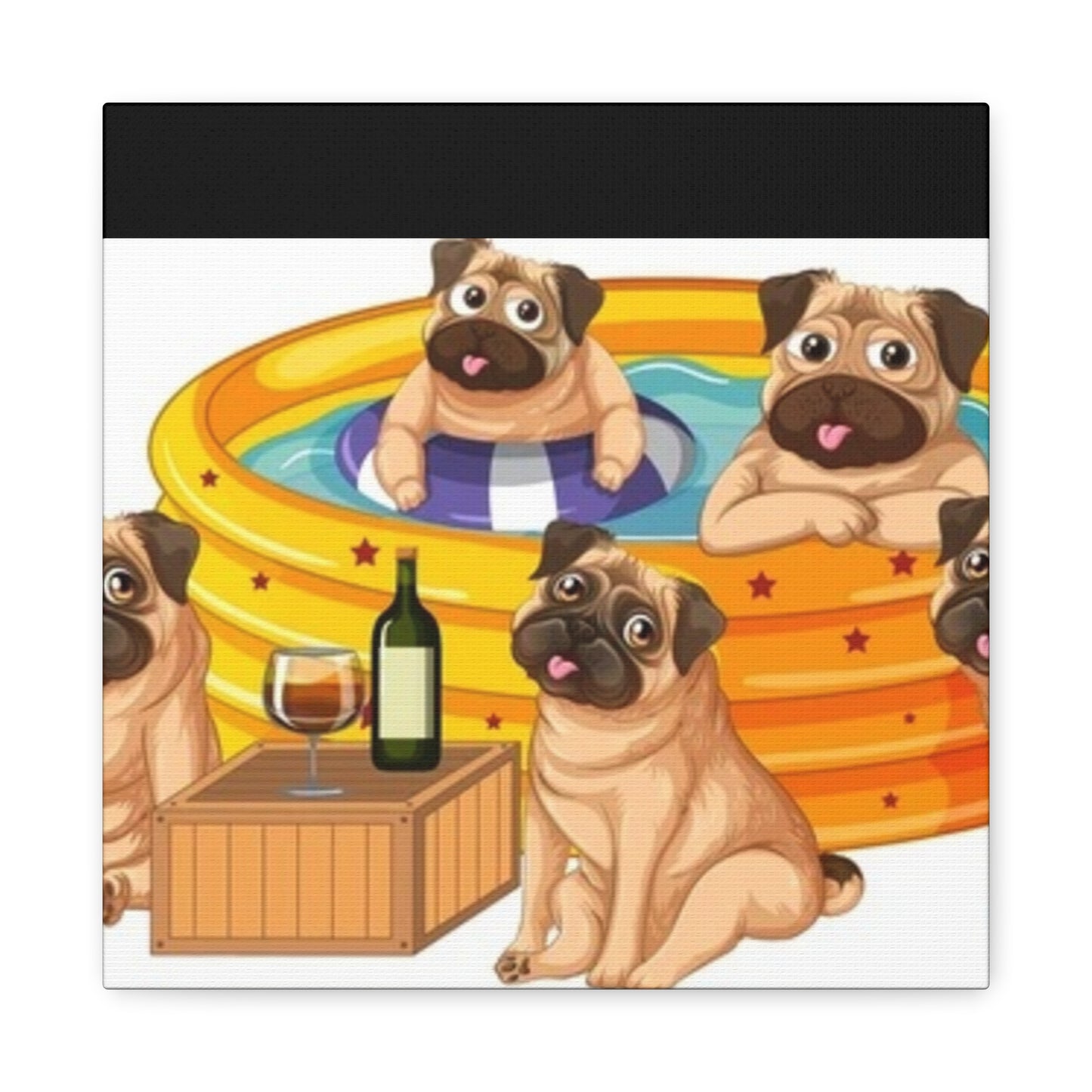 Pug Pool Party Canvas Art - Fun Pet Decor