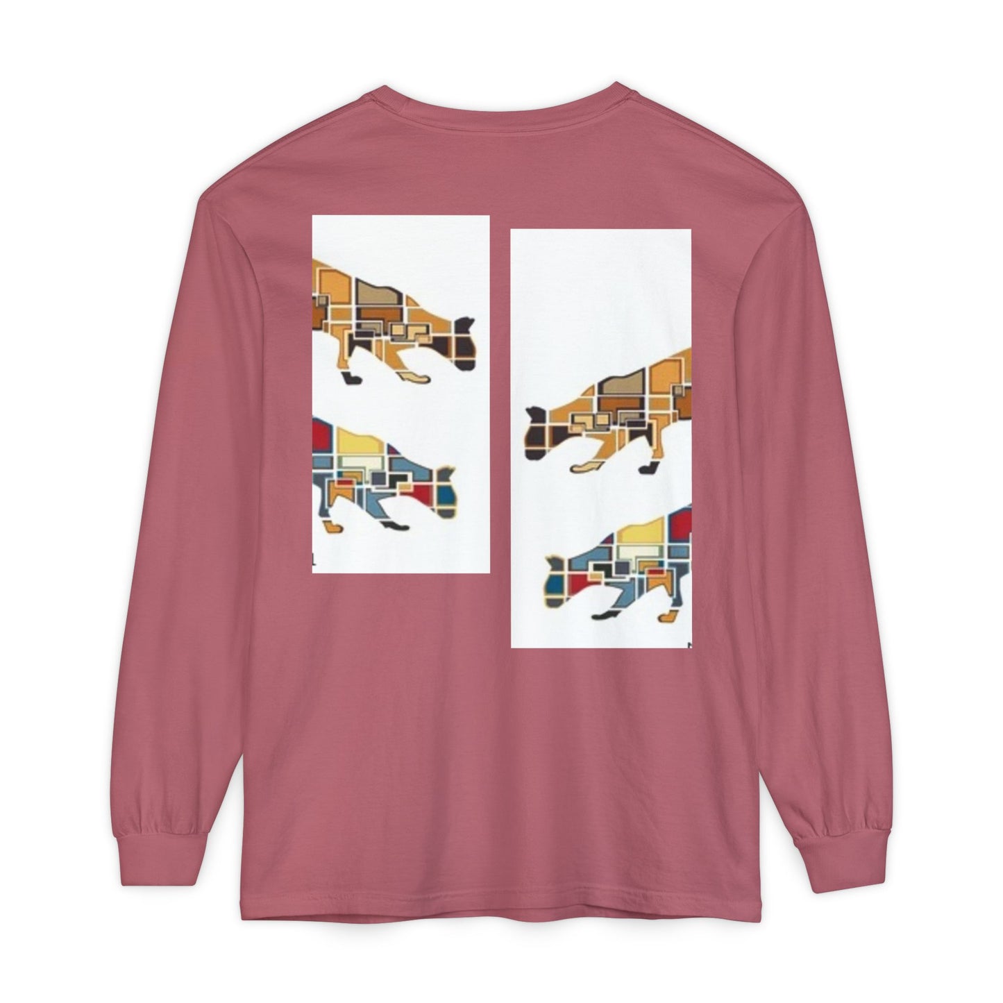Artful Cat Silhouette Long Sleeve T-Shirt - Perfect for Animal Lovers