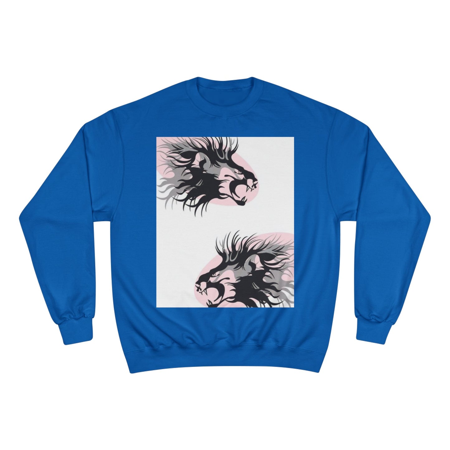 Fierce Lion Champion Sweatshirt - Bold Graphic, Unisex Casualwear