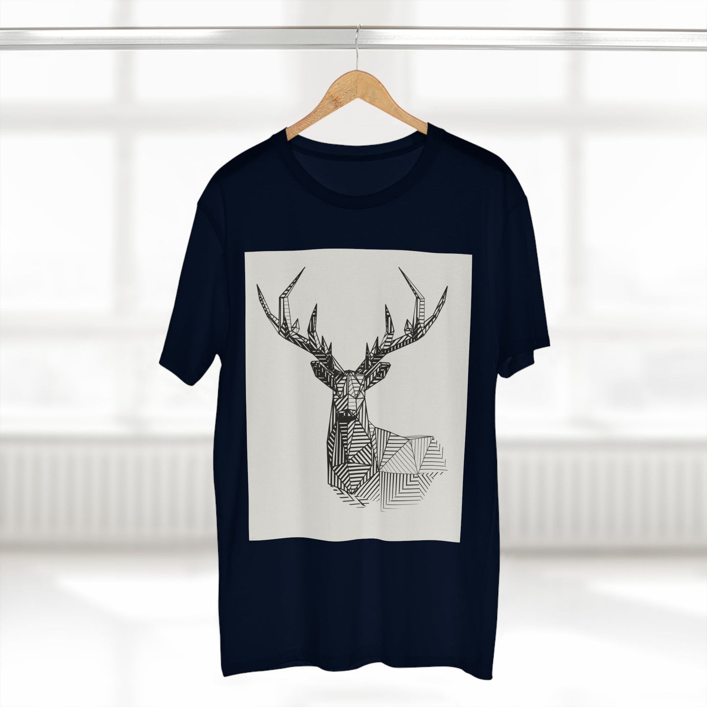 Geometric Deer & Spider Web Adult Staple Tee - Nature-Inspired Graphic T-Shirt for Outdoor Enthusiasts
