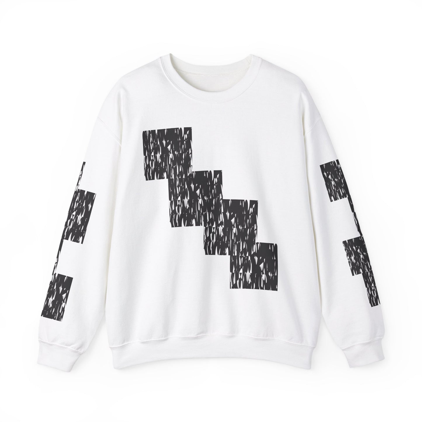 Trendy Graphic Crewneck Sweatshirt | Modern Abstract Black & White Design
