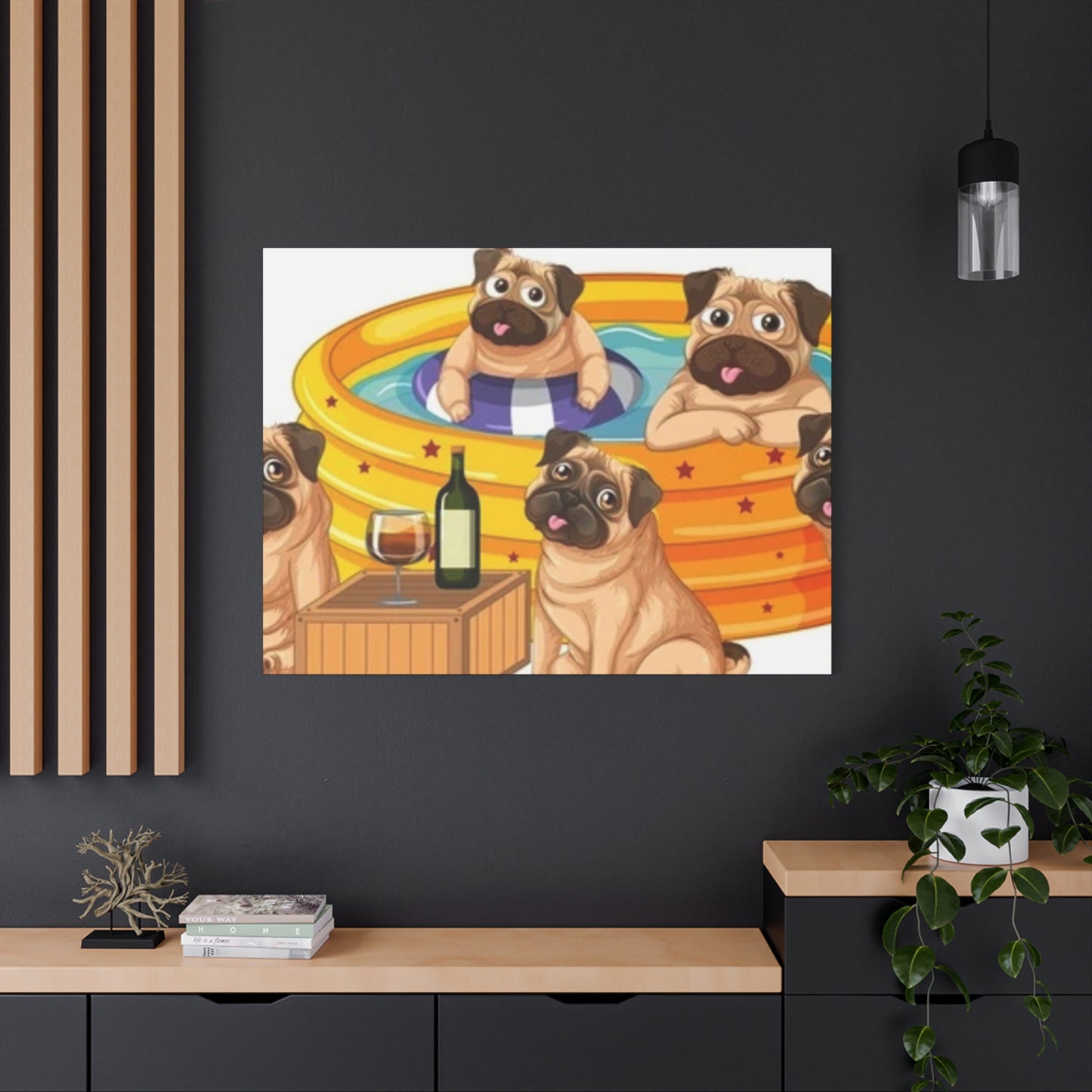 Pug Pool Party Canvas Art - Fun Pet Decor