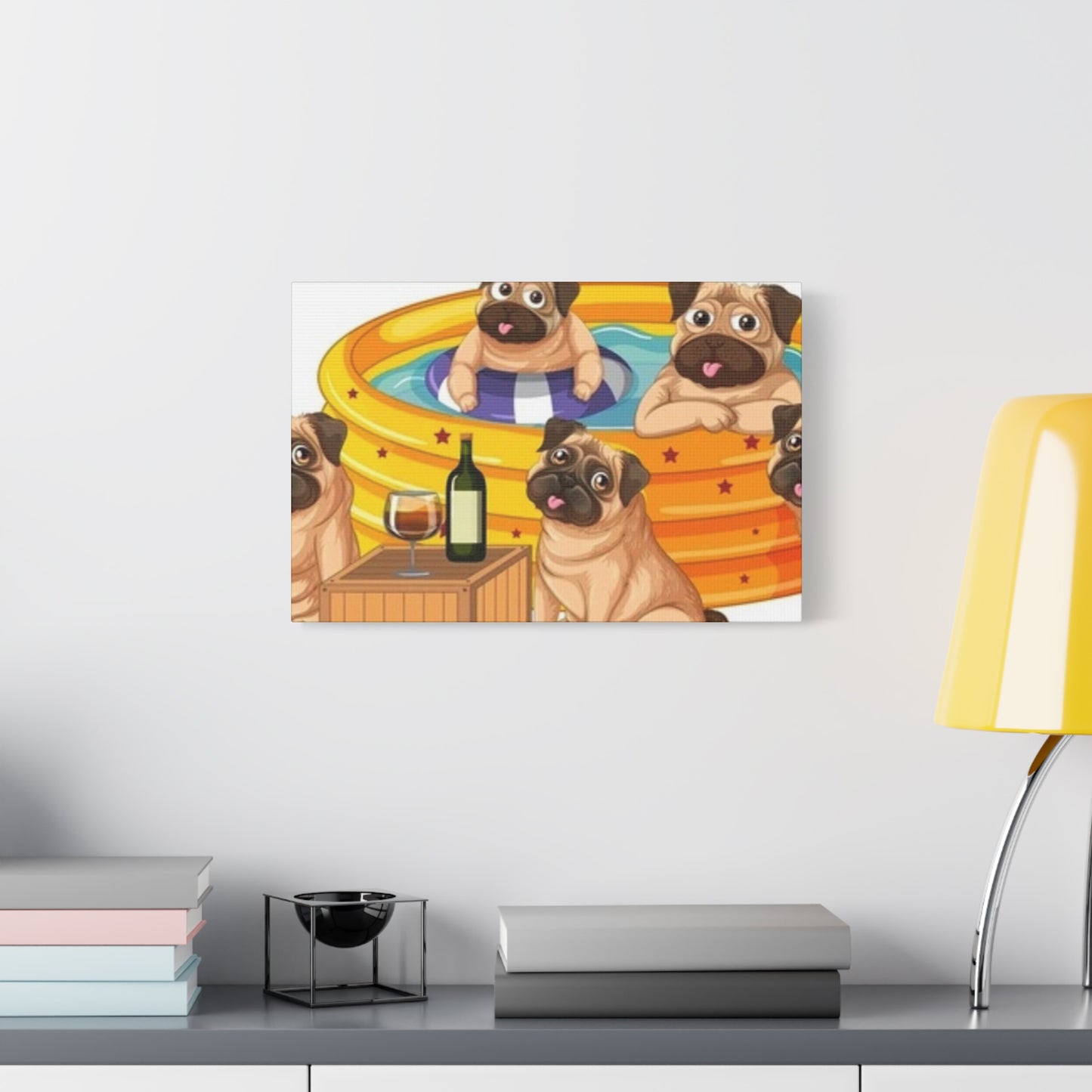 Pug Pool Party Canvas Art - Fun Pet Decor