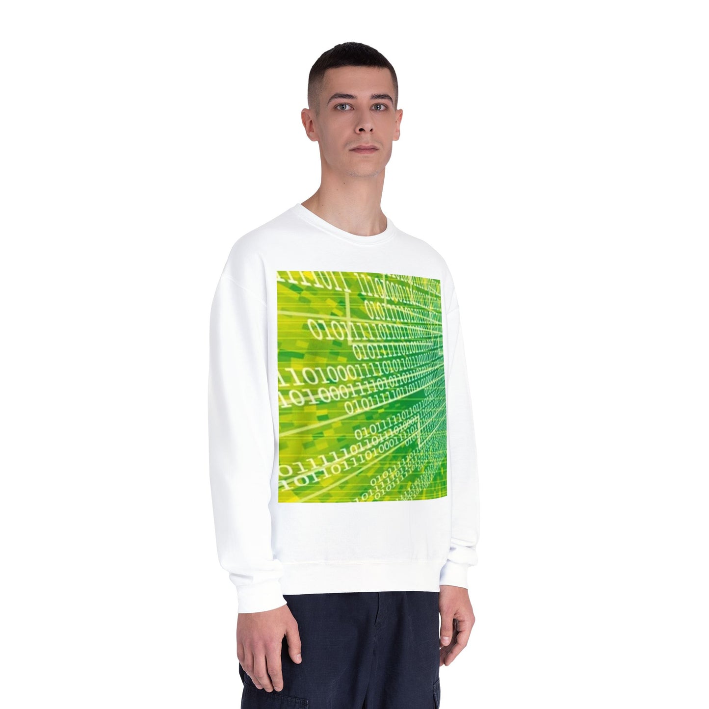 Binary Code Inspired Unisex Crewneck Sweatshirt - Tech Vibe for Cyber Enthusiasts
