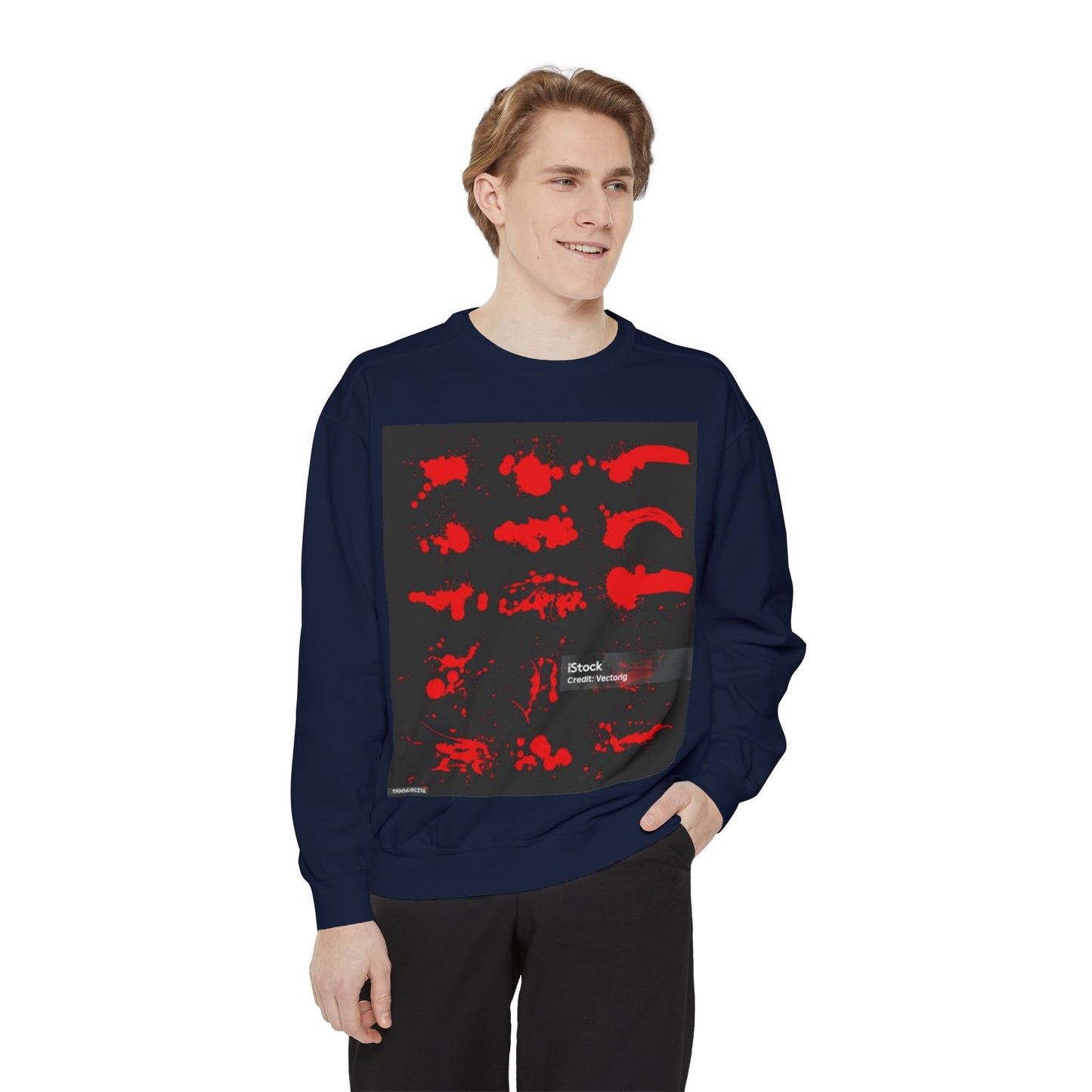 Artistic Red Splatter Sweatshirt - Unisex Garment-Dyed Style