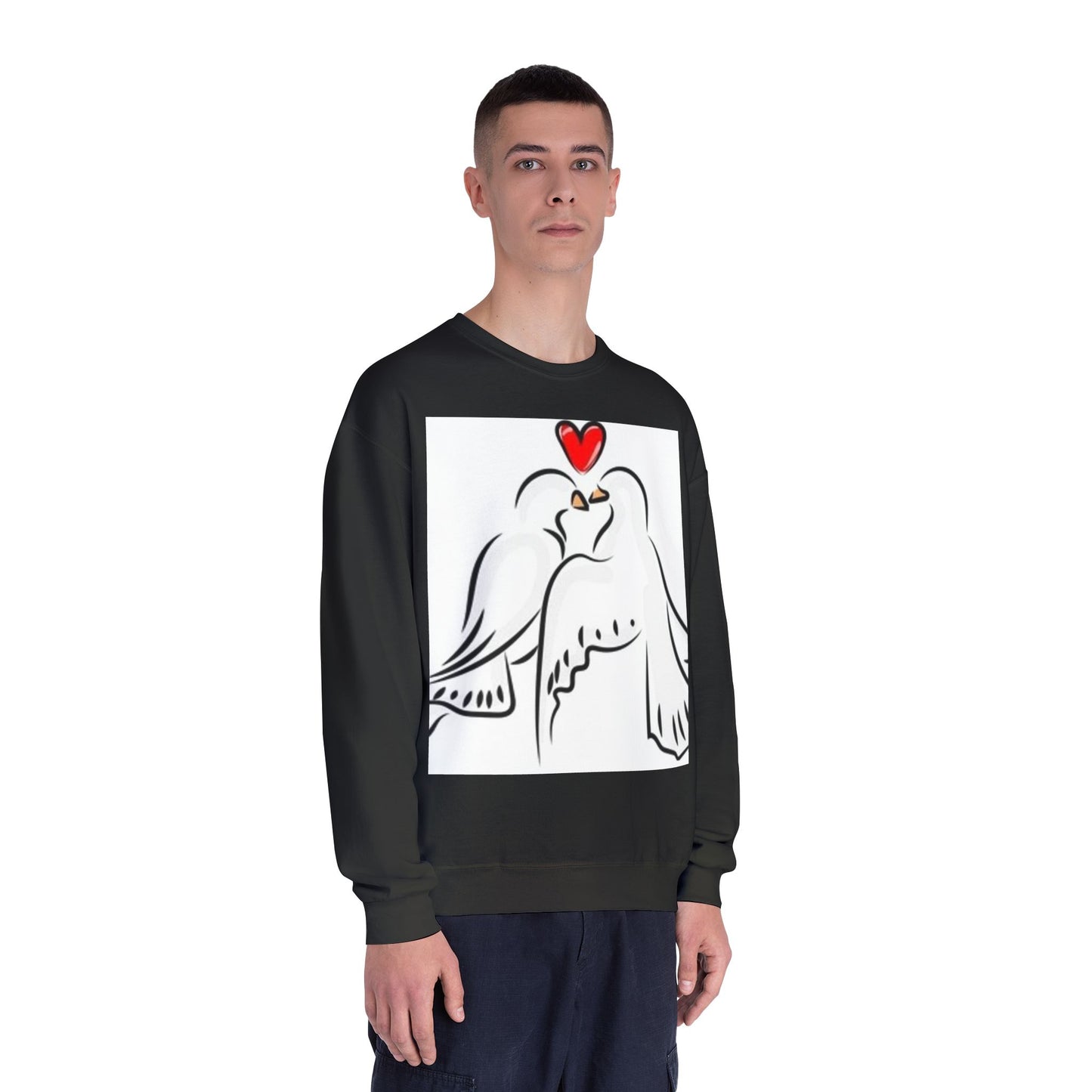 Love Birds Crewneck Sweatshirt - Soft White Unisex Pullover for Couples