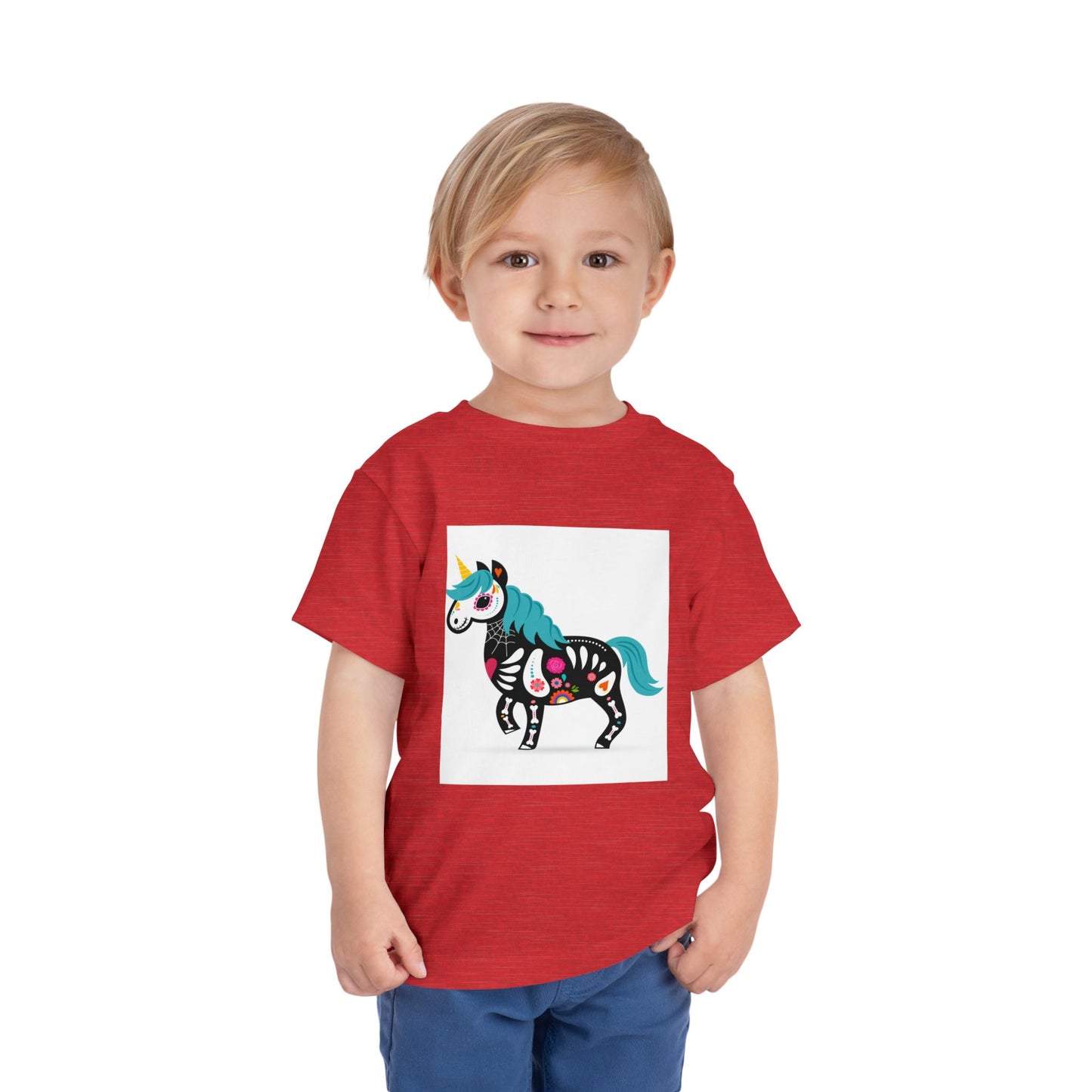 Toddler Skeleton Unicorn Tee - Cute Halloween Short Sleeve Shirt