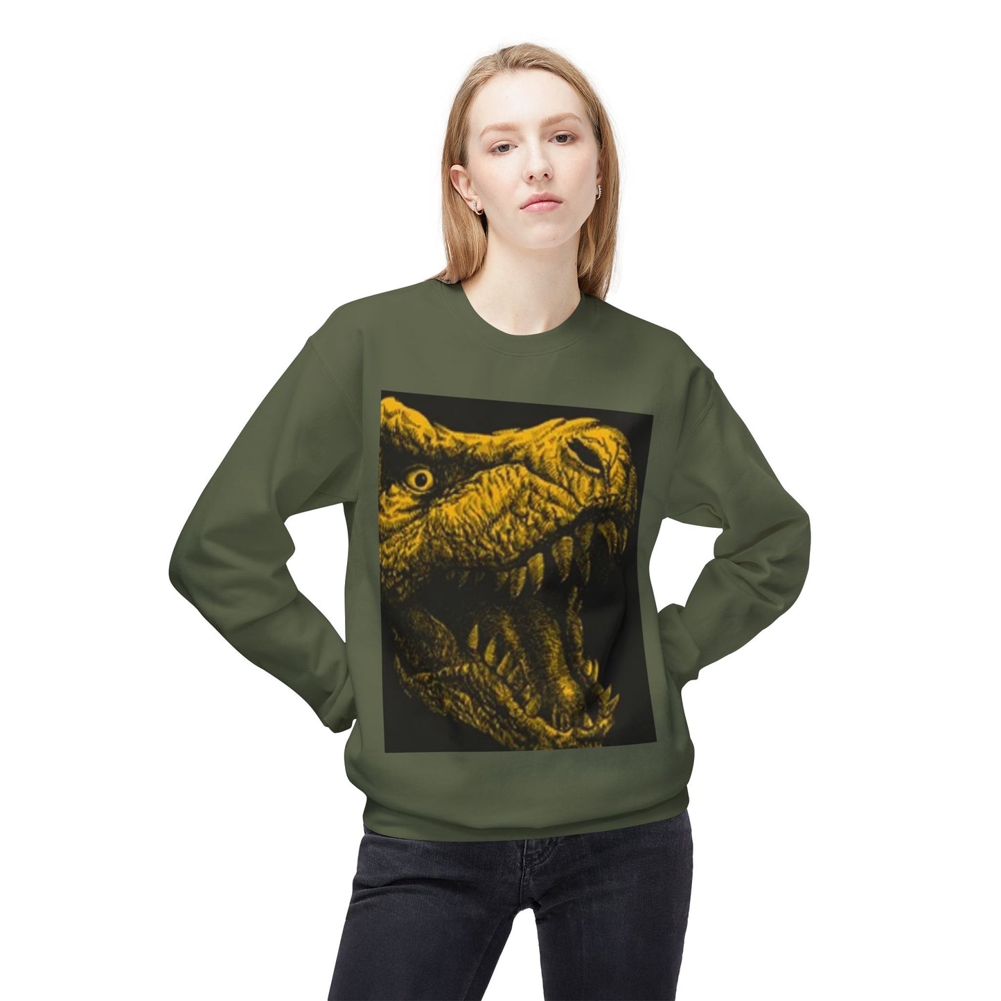Unisex Dinosaur Graphic Sweatshirt - Cozy Midweight Crewneck