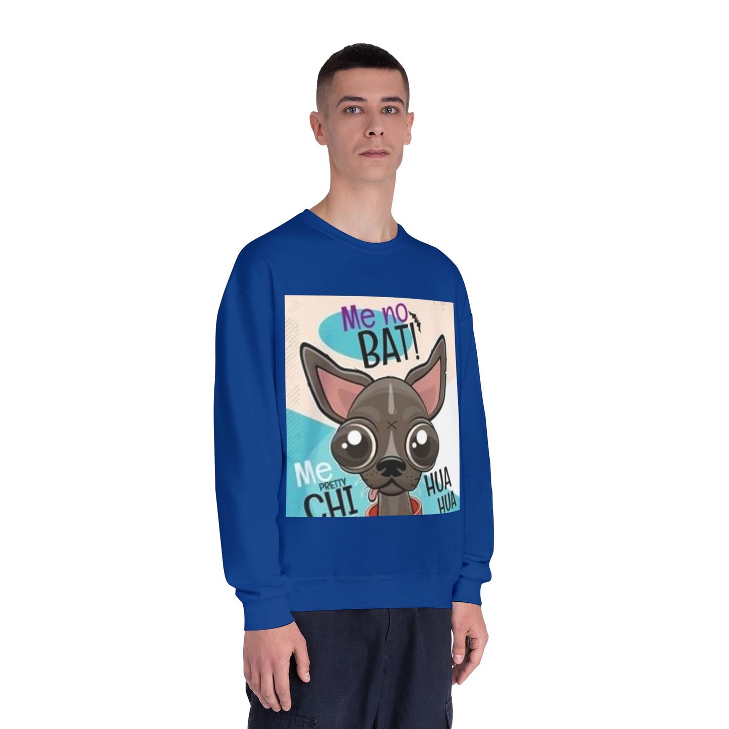 Funny Dog Lover Sweatshirt – "Me no BAT!" Unisex Crewneck