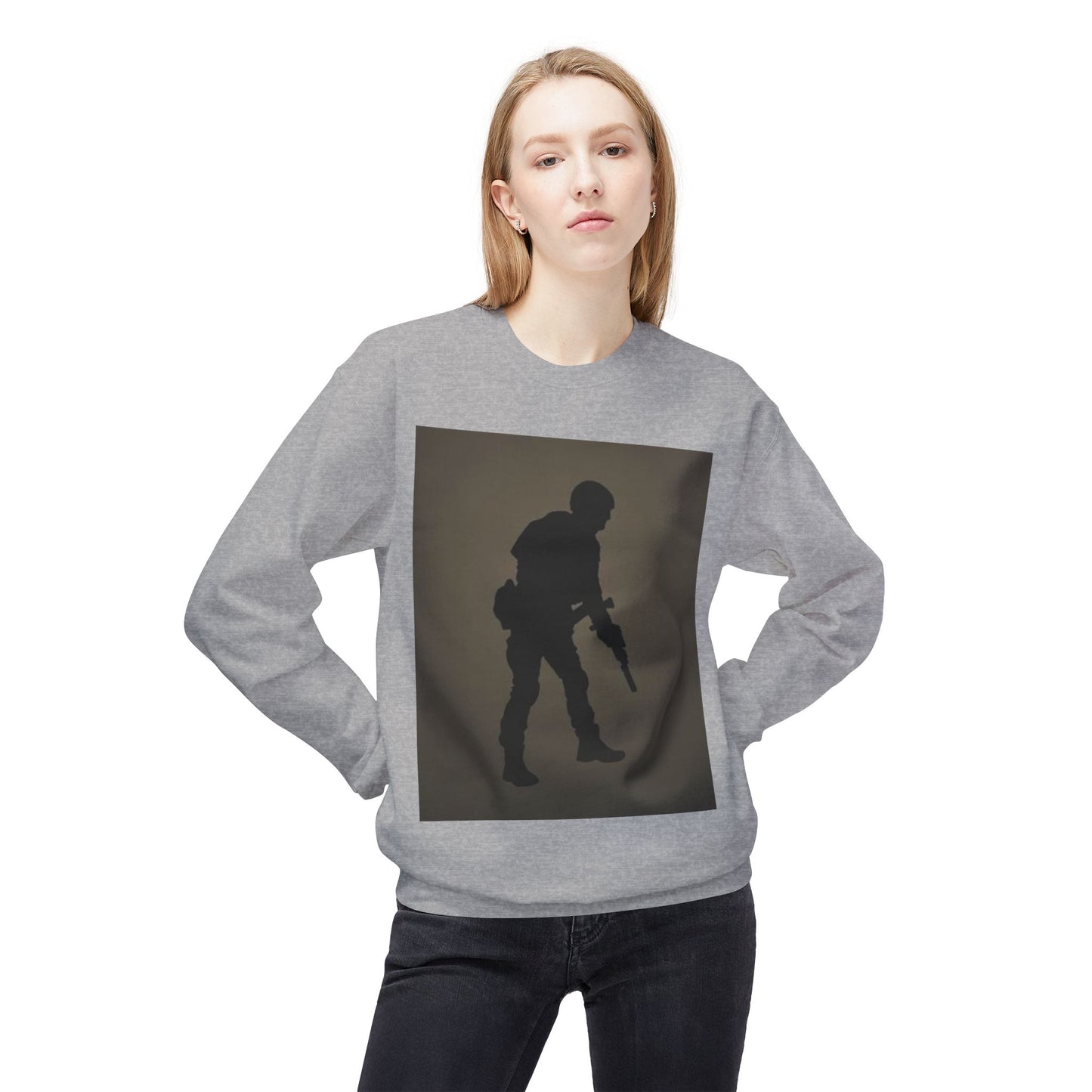 Military Silhouette Crewneck Sweatshirt - Unisex Midweight Fleece