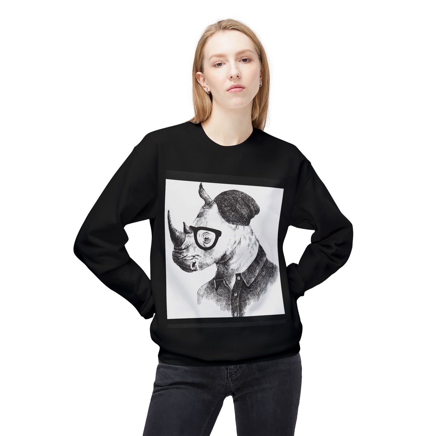 Cool Rhino and Sneakers Fleece Sweatshirt for Trendsetters