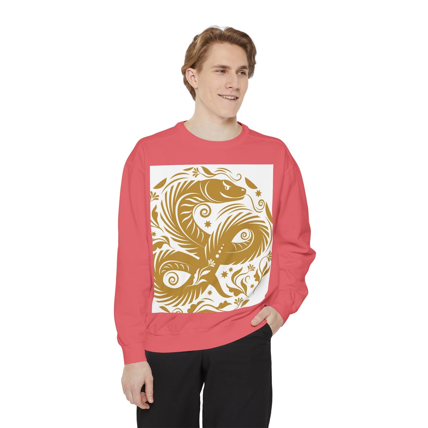 Cultural Vibe Unisex Garment-Dyed Sweatshirt - Tribal Mask & Animal Design