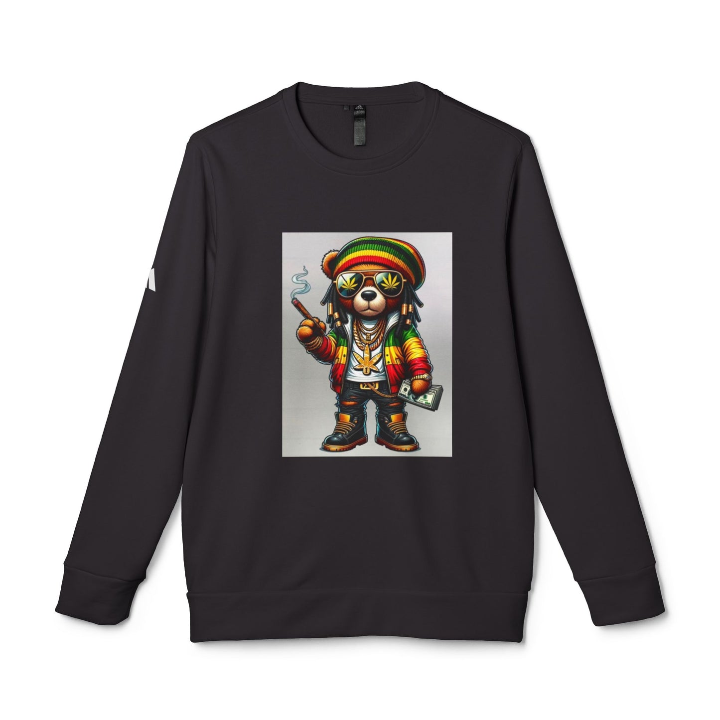 Rasta Bear Fleece Crewneck Sweatshirt - Unisex Chill Vibe