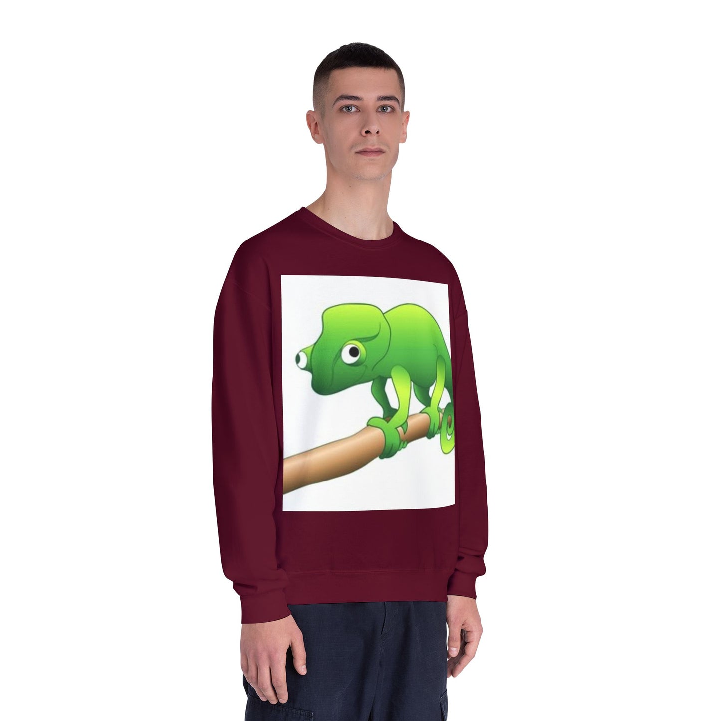 Charming Green Chameleon Sweatshirt - Cozy Unisex Crewneck for Nature Lovers