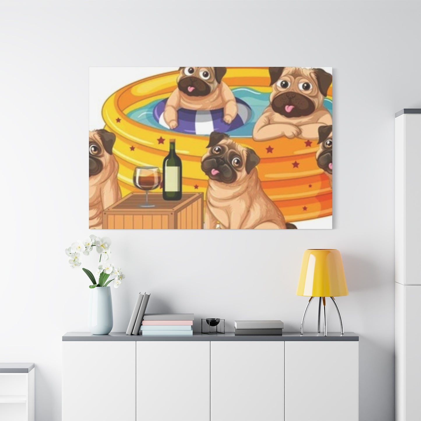 Pug Pool Party Canvas Art - Fun Pet Decor