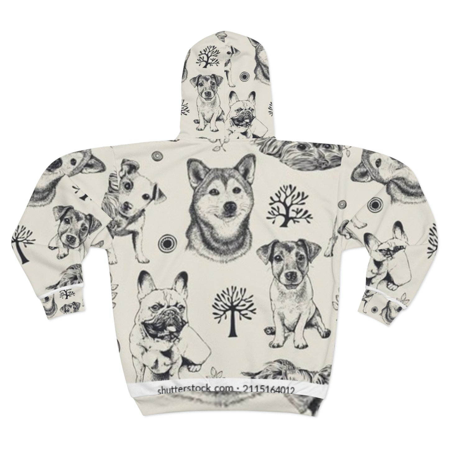 Cute Dog Print Unisex Zip Hoodie - Cozy Pet Lover's Jacket
