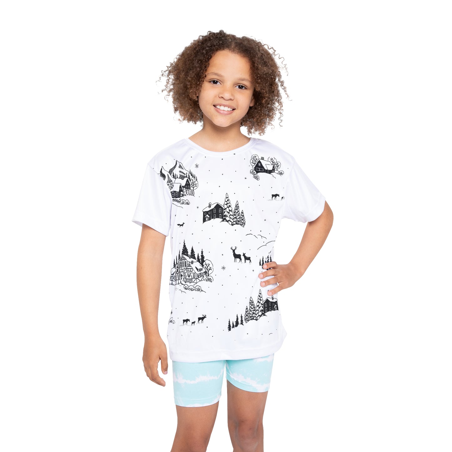 Kids Winter Wonderland Sports Jersey - Festive Design for Active Play