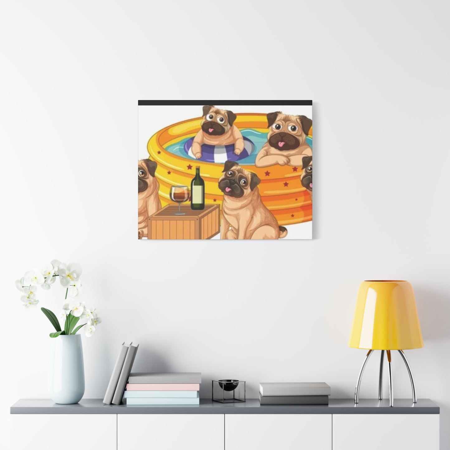 Pug Pool Party Canvas Art - Fun Pet Decor