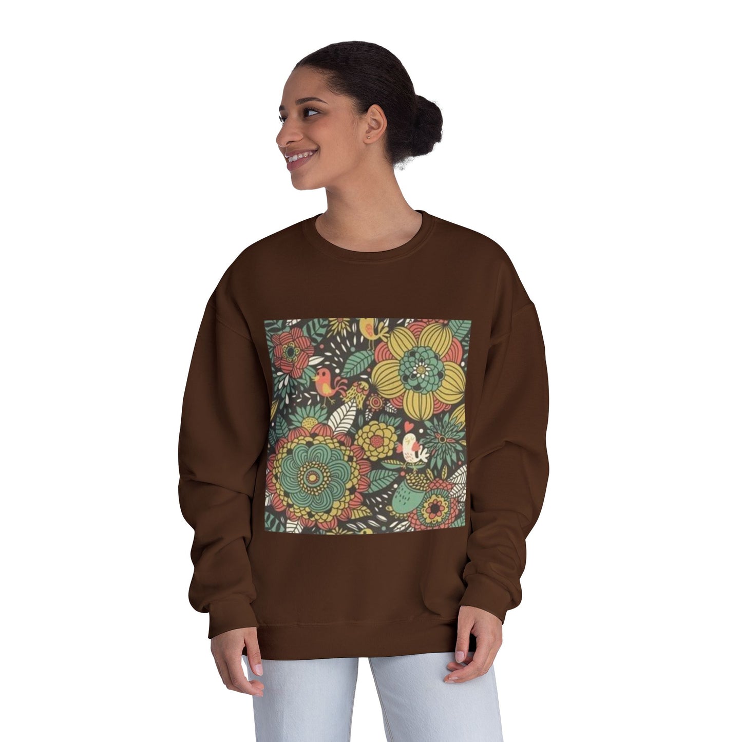 Vibrant Floral Unisex Crewneck Sweatshirt - Cozy Nature-Inspired Apparel