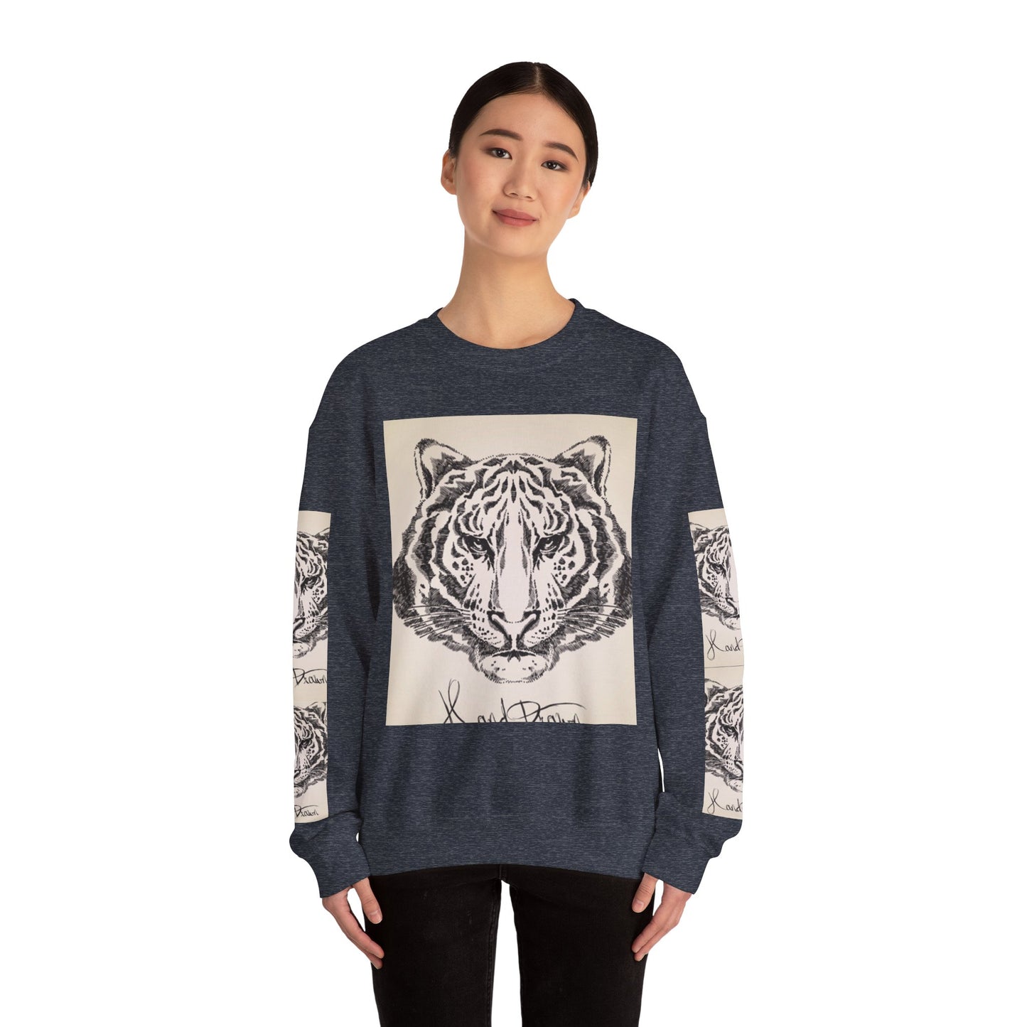 Artistic Tiger Print Crewneck Sweatshirt – Unisex Heavy Blend