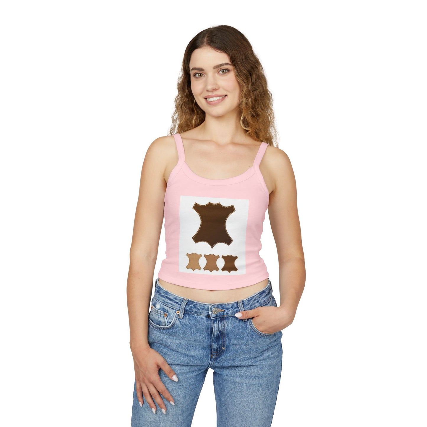 Stylish Women's Spaghetti Strap Tank Top with Leather Design