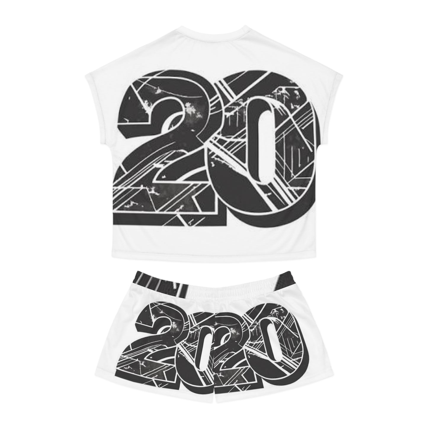 Trendy Women's Short Pajama Set with Bold '20' Design