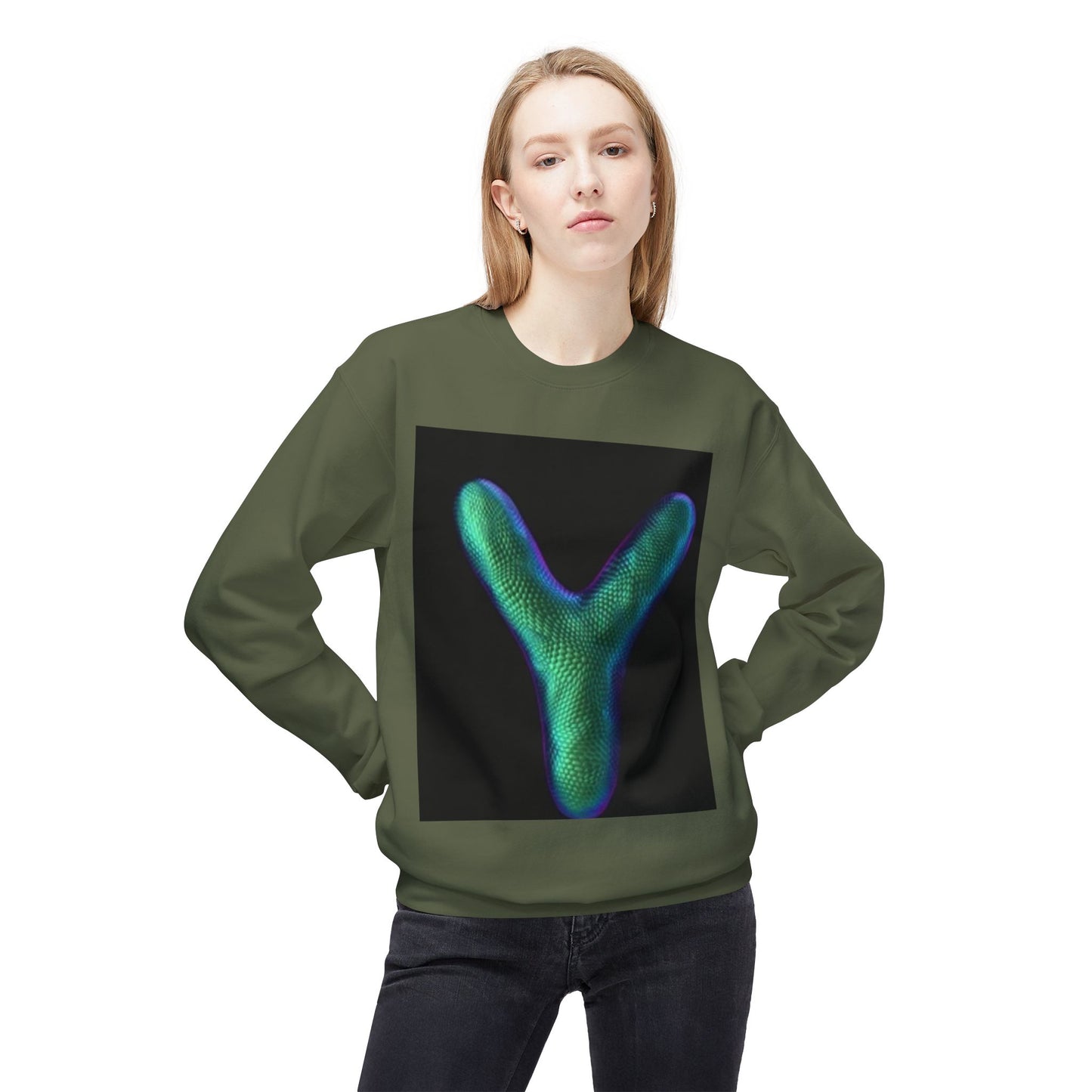 Unisex Y Graphic Fleece Crewneck Sweatshirt - Cozy Modern Style
