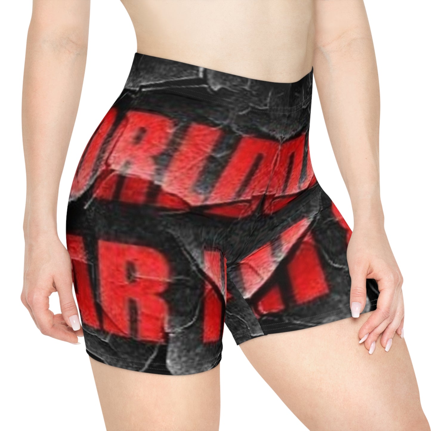 Bold Women's Biker Shorts - 'WORLD WAR' Graphic Design for Active Lifestyle
