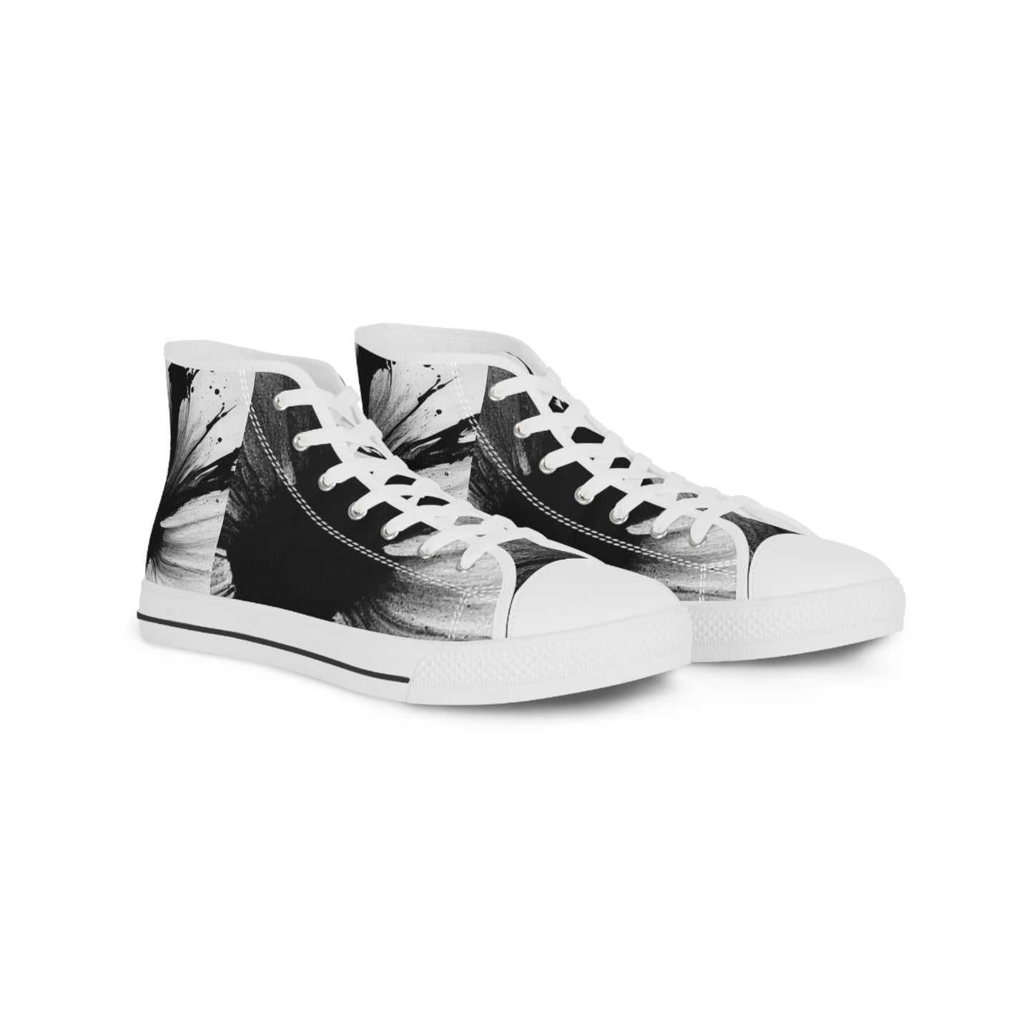 Stylish Black and White High Top Sneakers for Men - Trendy Art-Inspired Footwear