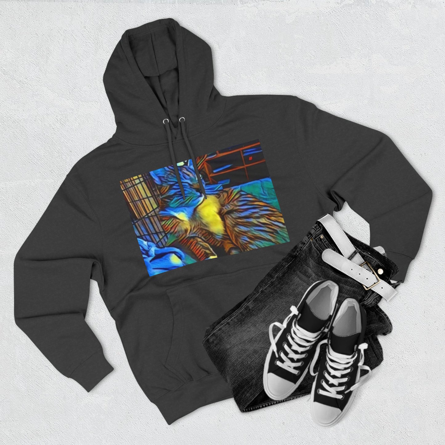 Colorful Cat Fleece Hoodie - Cozy & Stylish for Cat Lovers