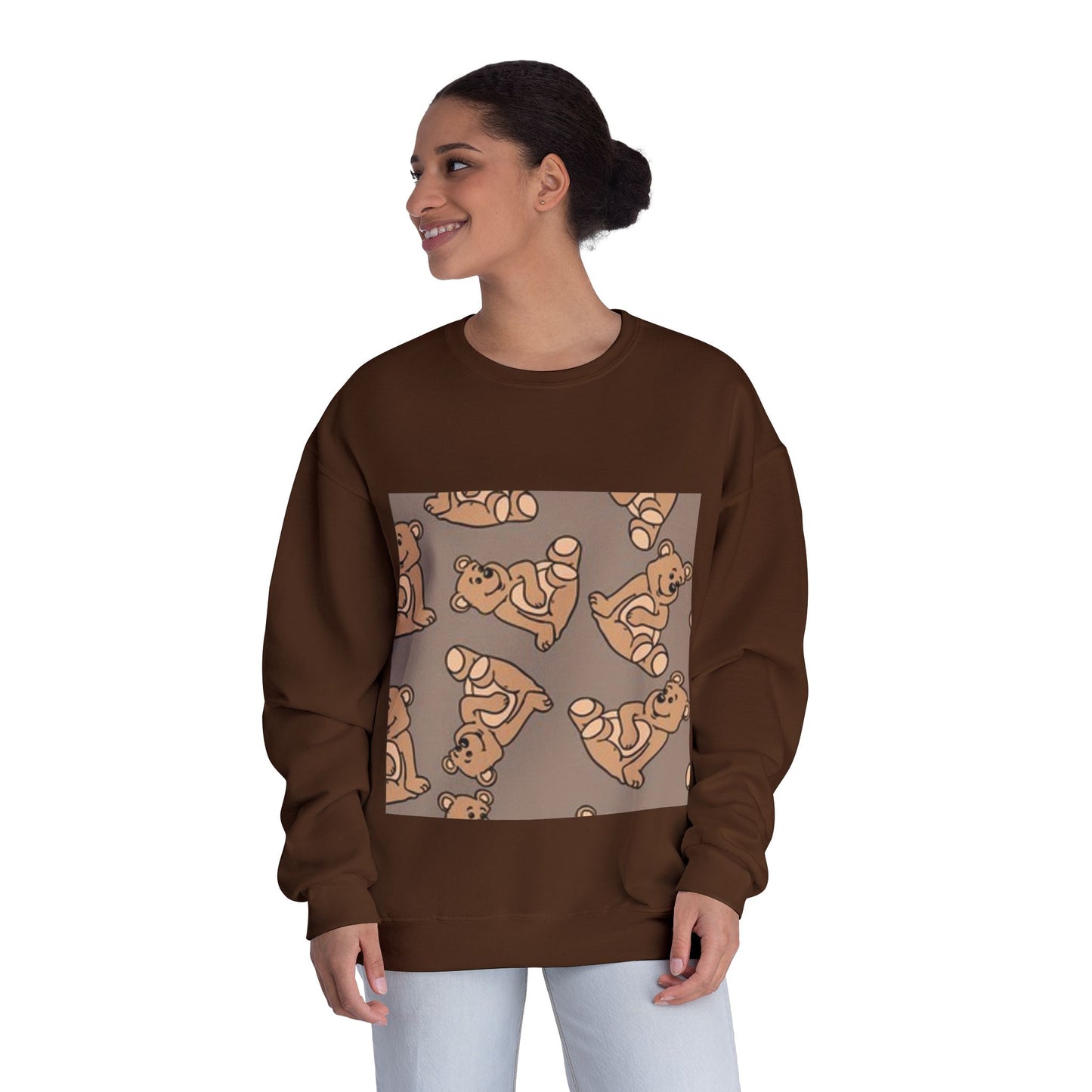 Cozy Bear Print Crewneck Sweatshirt - Perfect for Animal Lovers & Casual Comfort