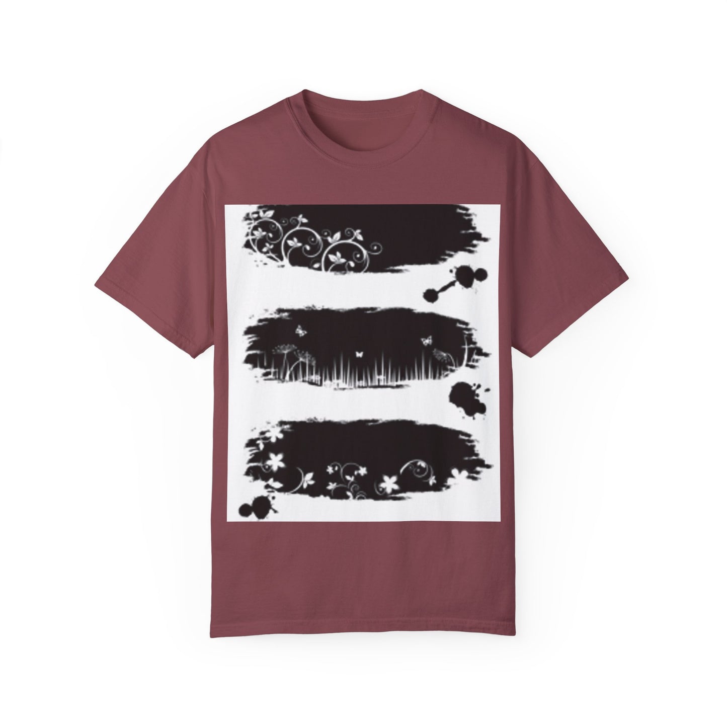 Artistic Unisex Garment-Dyed T-Shirt with Floral Design