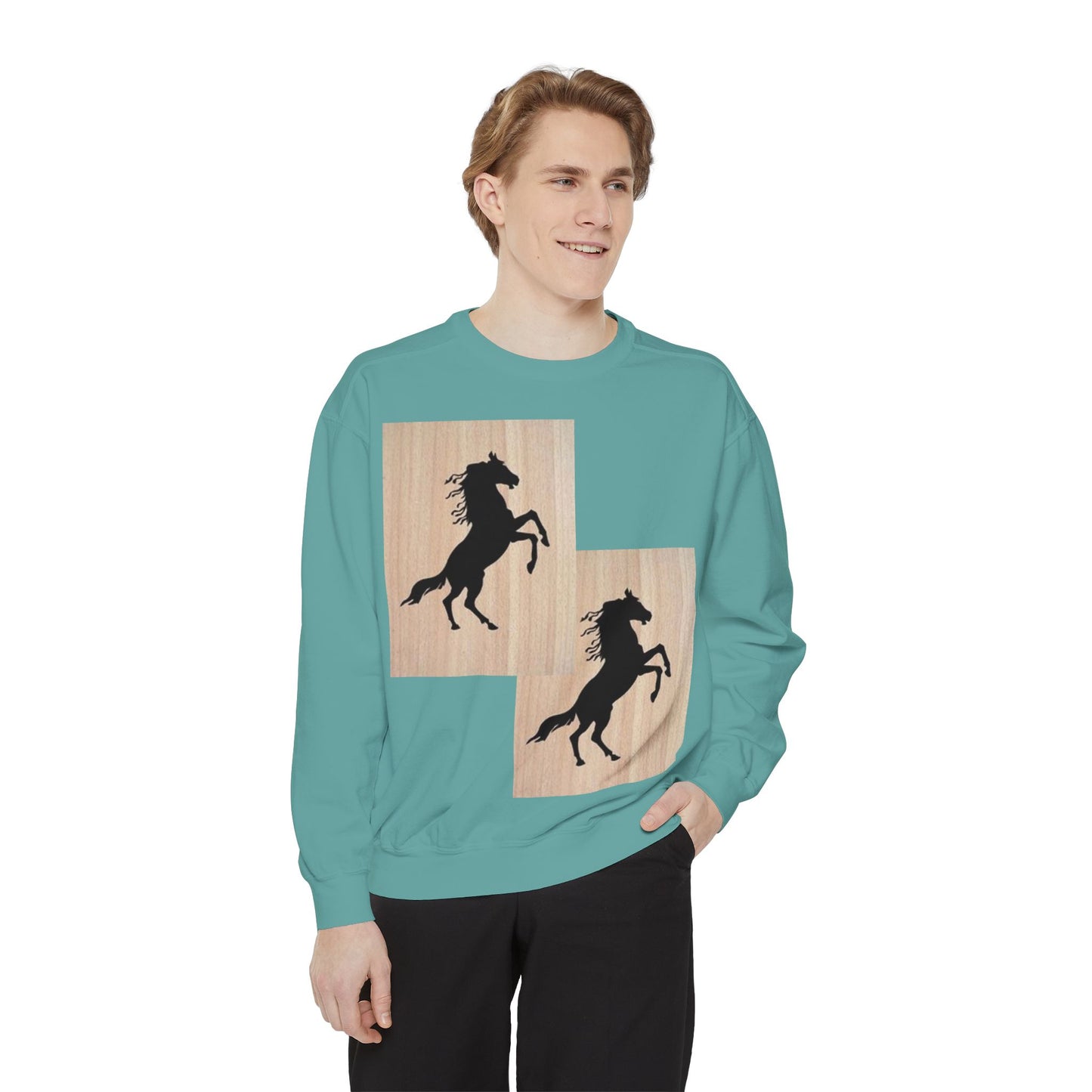 Equestrian Spirit Unisex Garment-Dyed Sweatshirt - Bold Horse Design