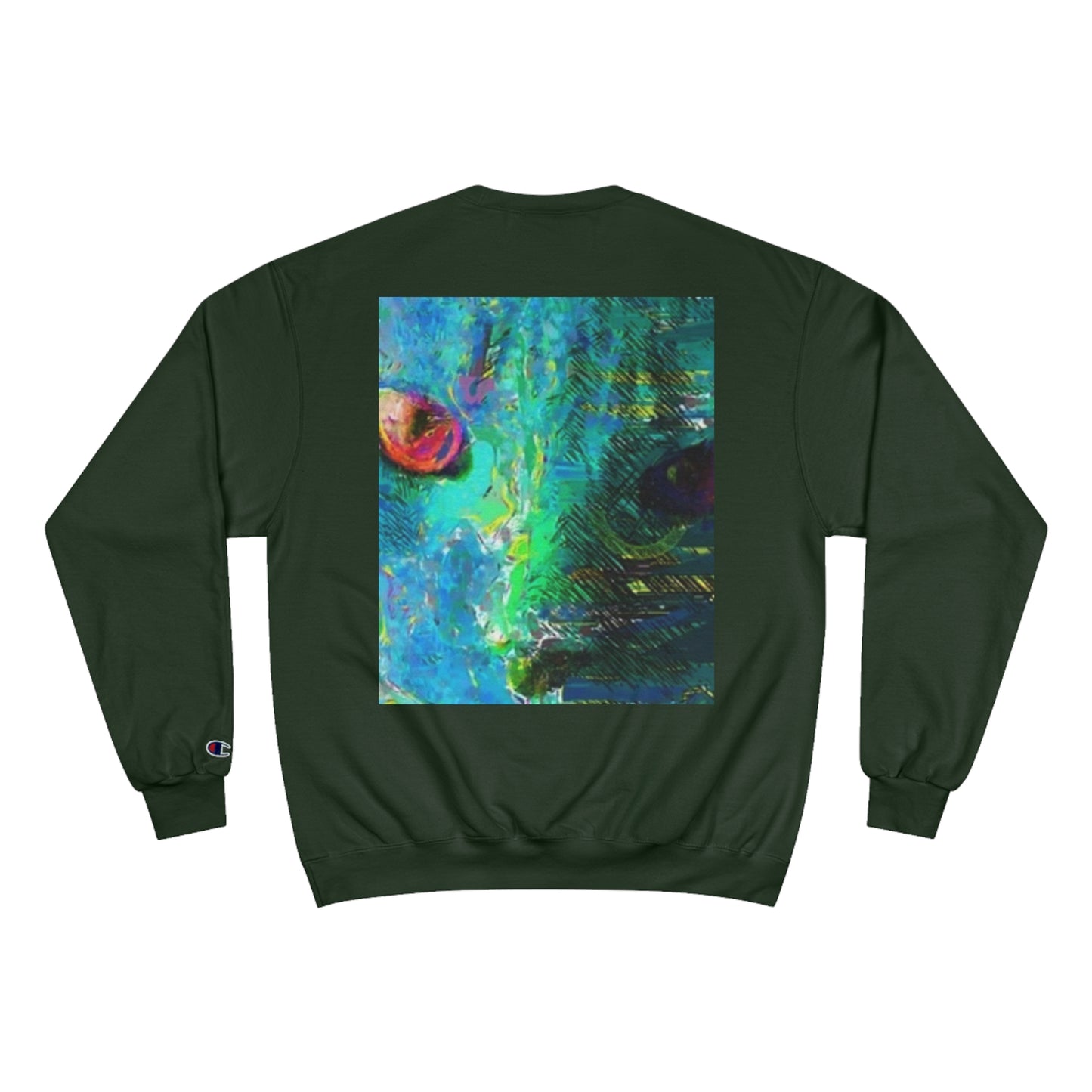 Vibrant Artistic Champion Sweatshirt with Eye Design
