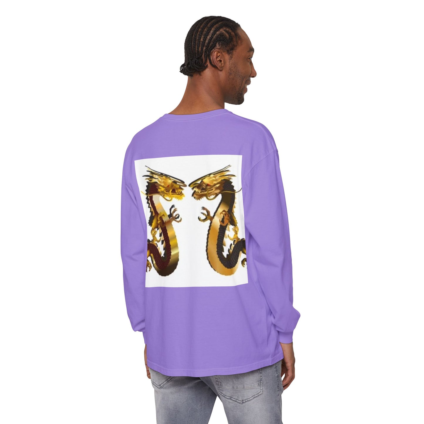 Dragon Duel Unisex Long Sleeve T-Shirt - Garment-Dyed Art Tee