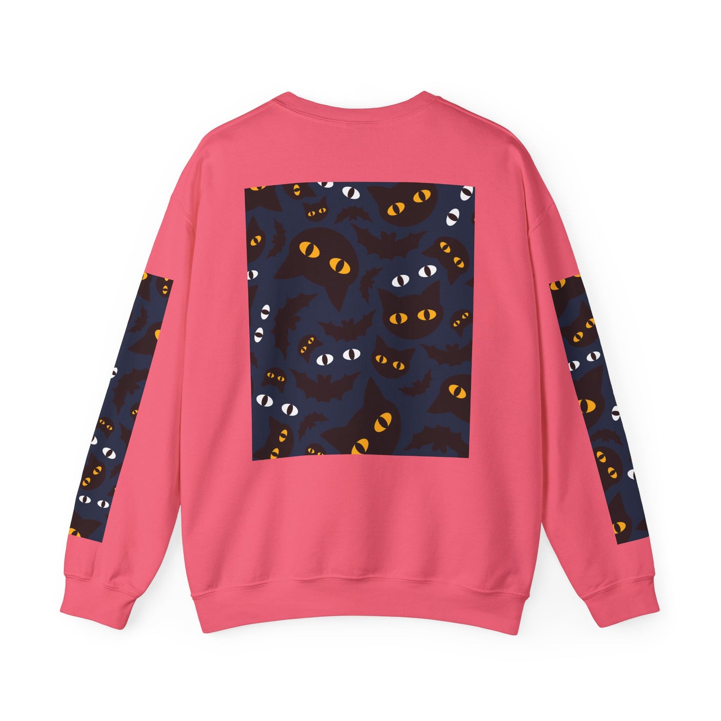Halloween-Themed Unisex Crewneck Sweatshirt with Spooky Eyes and Bird Design