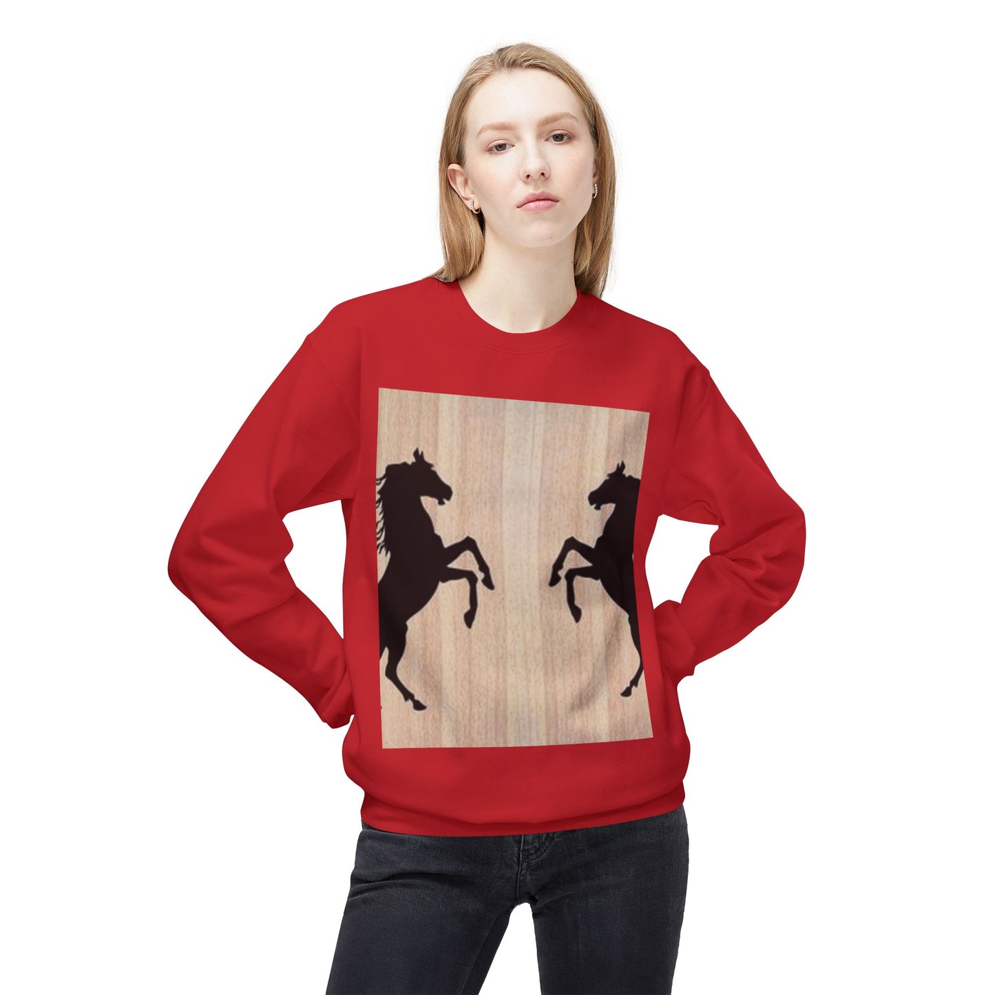 Equestrian Silhouette Fleece Sweatshirt - Perfect for Horse Lovers